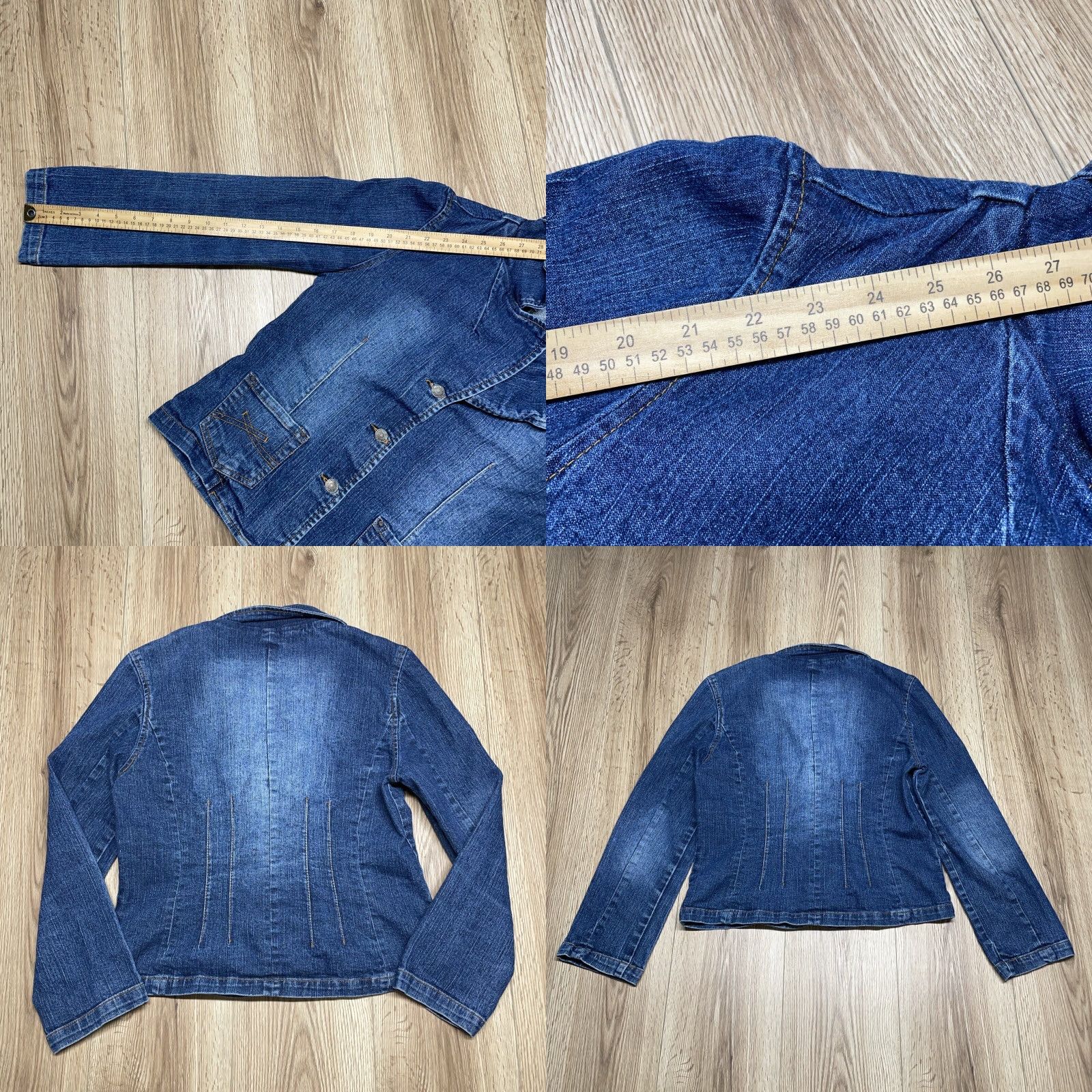 Denime VINTAGE Jean Women Denim Blazer Jacket Size M Blue 100% Cotton Basic Jacket Size M / US 6-8 / IT 42-44 - 8 Thumbnail