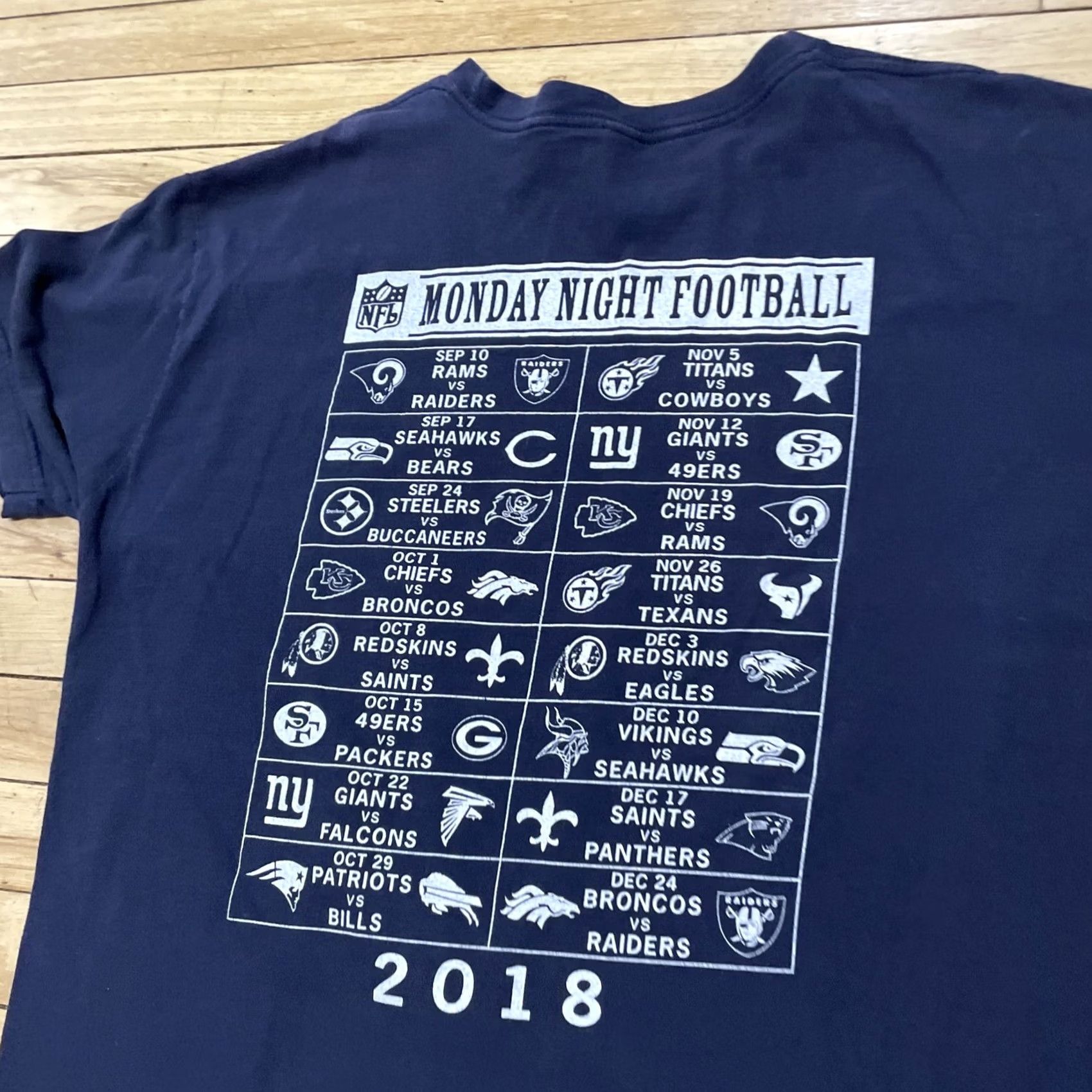 American Apparel American Apparel NFL Los Angeles Rams 2018 Monday Night Football Shirt Blue Tee XL Men Crew Neck Short Sleeve Cotton Logo Graphic"} Size US XL / EU 56 / 4 - 5 Thumbnail