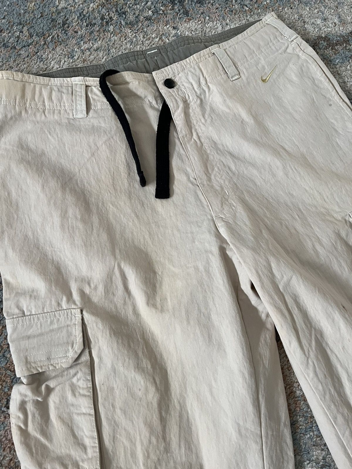Vintage VTG Y2K Nike Flare Cargo Pants Tan 34x30 Size US 34 / EU 50 - 2 Thumbnail