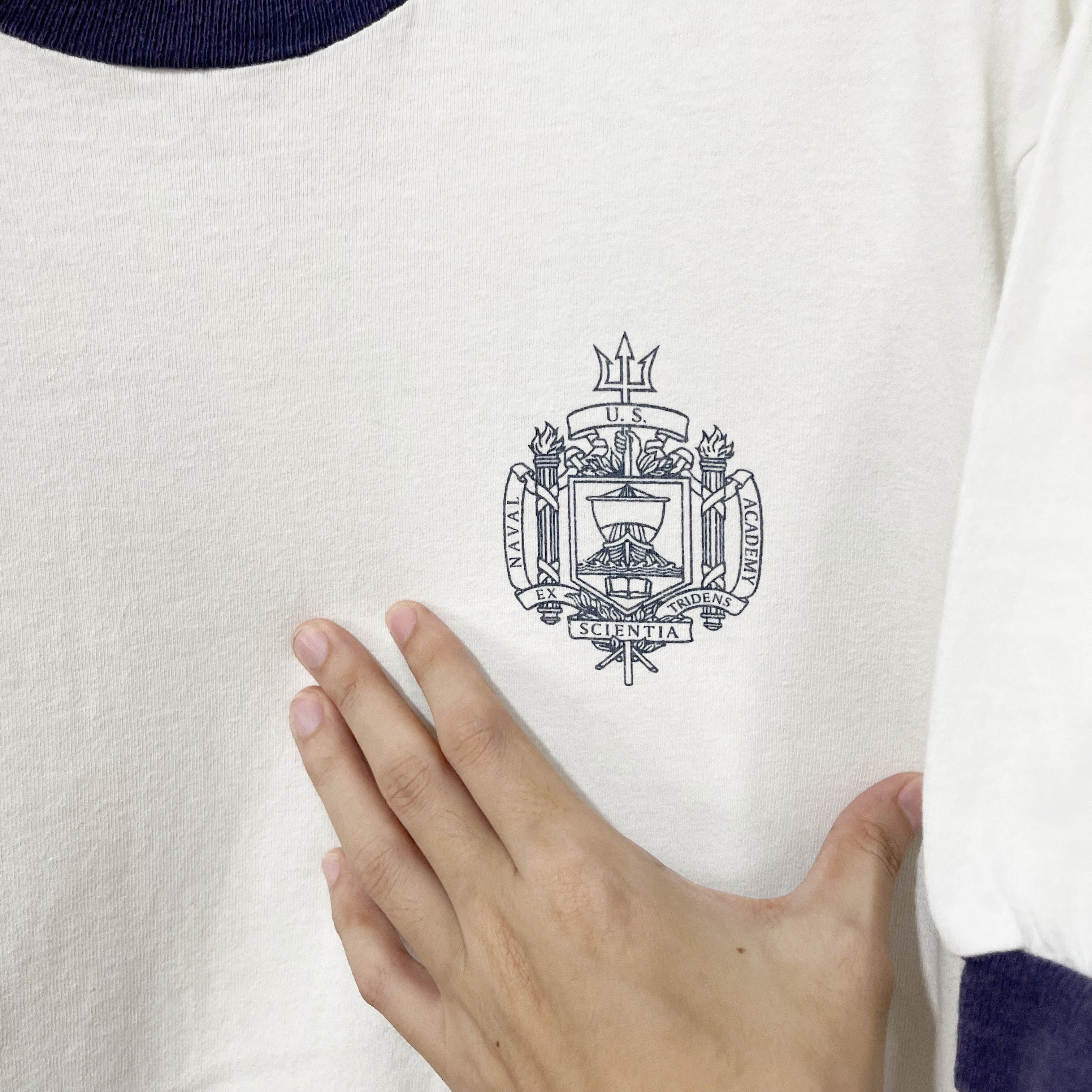 Vintage Vintage 90s Naval Academy Ringer Tee Size US M / EU 48-50 / 2 - 2 Thumbnail