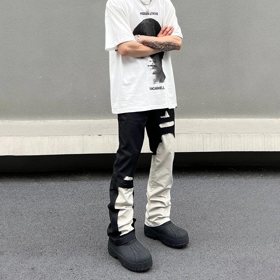 Vintage Cargo pants casual hip-hop Y2k style black and white Size US 32 / EU 48 - 2 Thumbnail