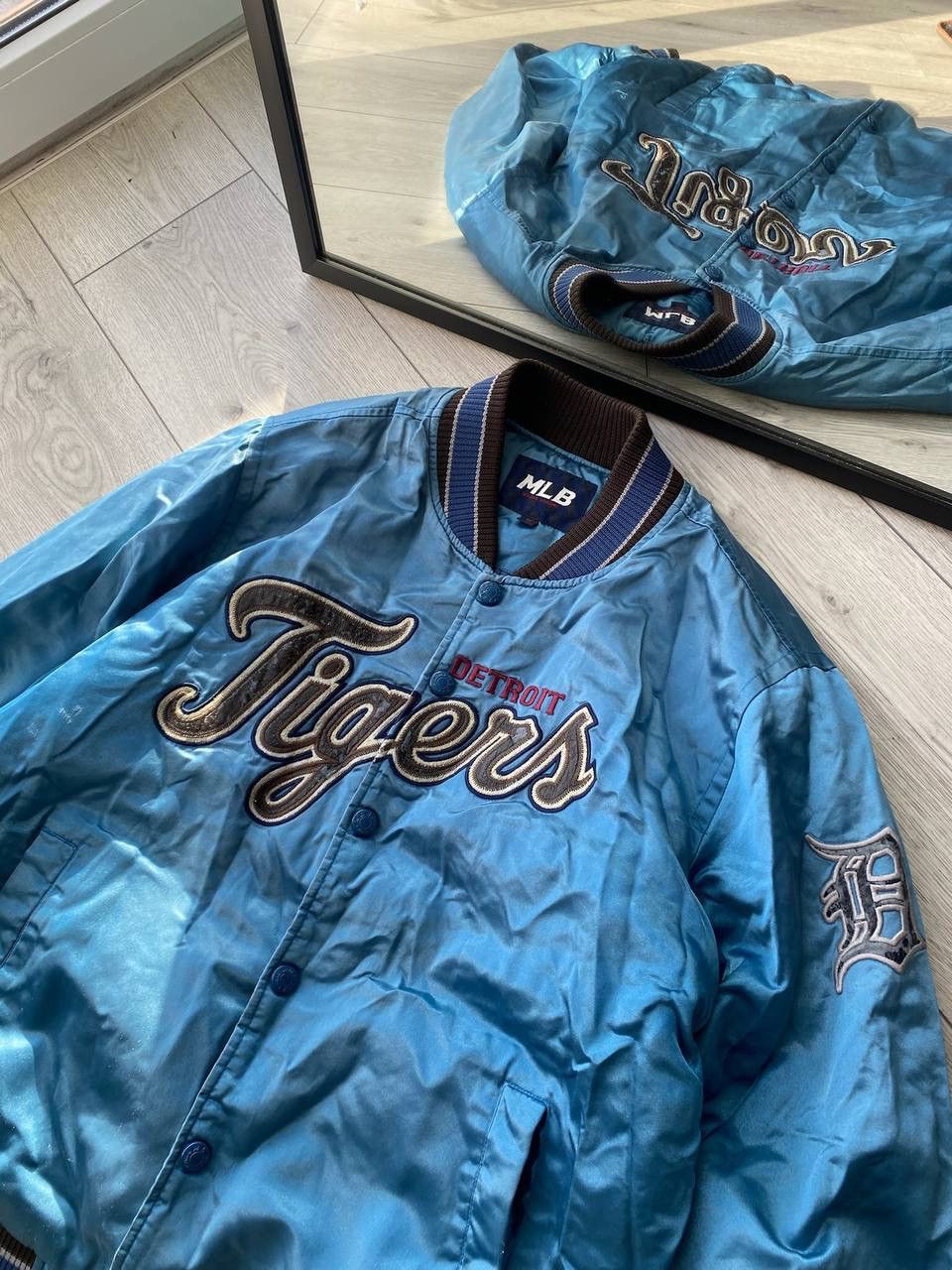 NFL Vintage Detroit Tigers Blue Bomber Jacket Y2K Size US L / EU 52-54 / 3 - 3 Thumbnail