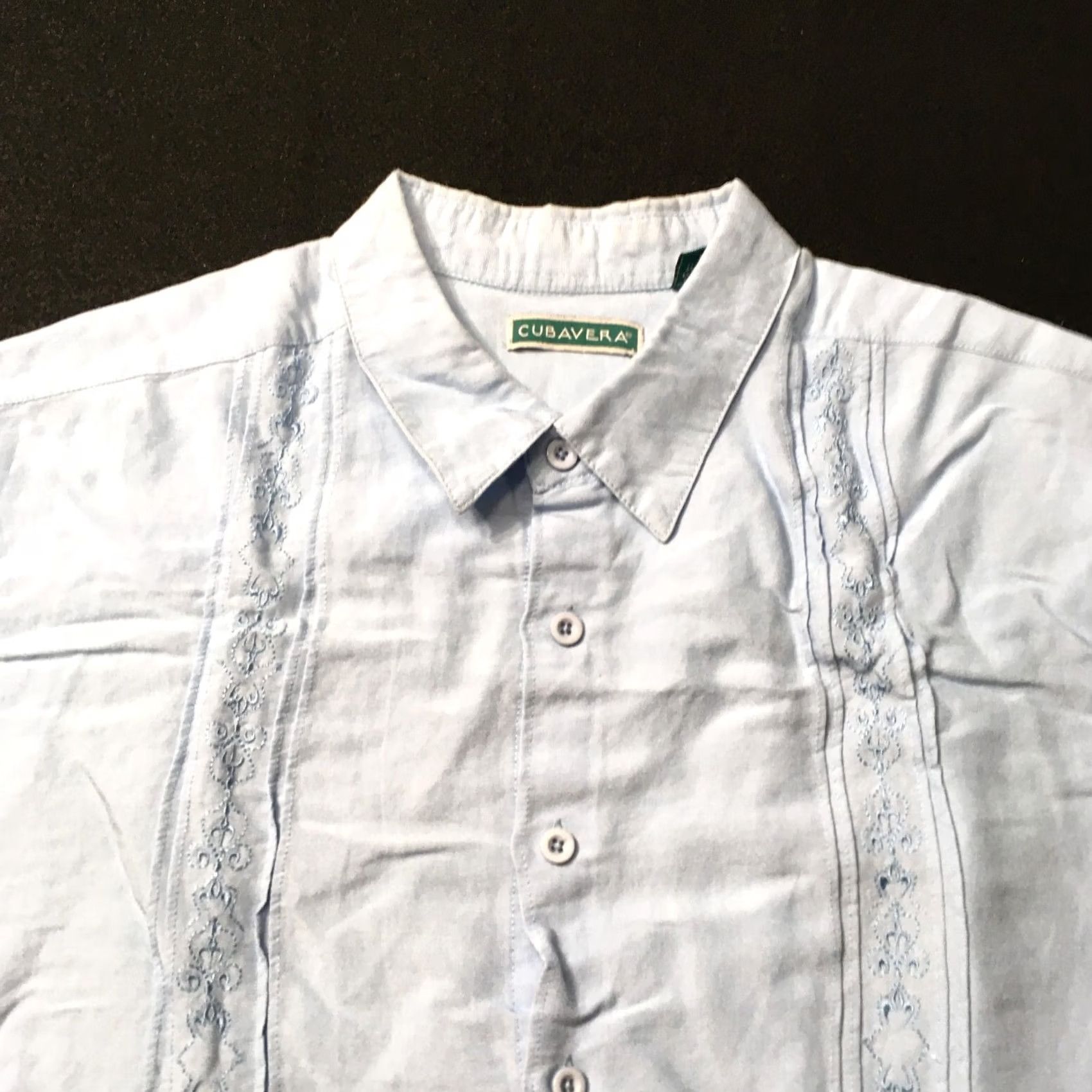 Cubavera Cubavera Blue Floral Embroidered Short Sleeve Button Up Shirt XL Men Size US XL / EU 56 / 4 - 4 Thumbnail