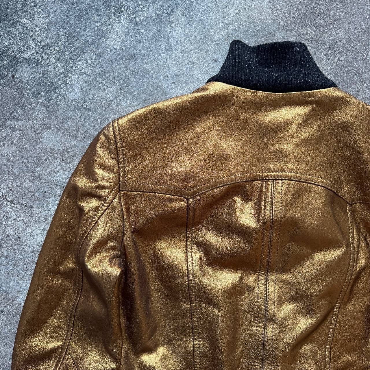 Dolce & Gabbana Dolce & Gabbana Vintage Y2K Glam Rock Gold Leather Jacket Size M / US 6-8 / IT 42-44 - 12 Thumbnail