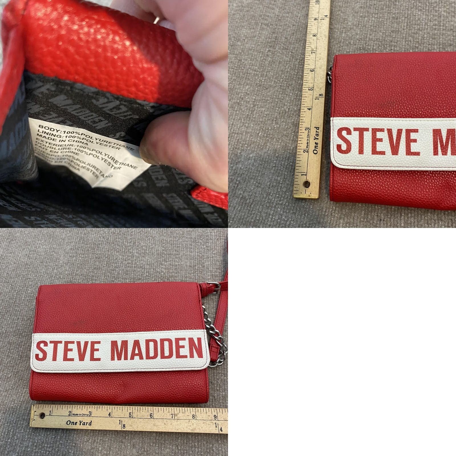 Steve Madden Steve Madden Bag Crossbody Small Womens Red Polyurethane Wallet Chain Strap Size ONE SIZE - 8 Thumbnail