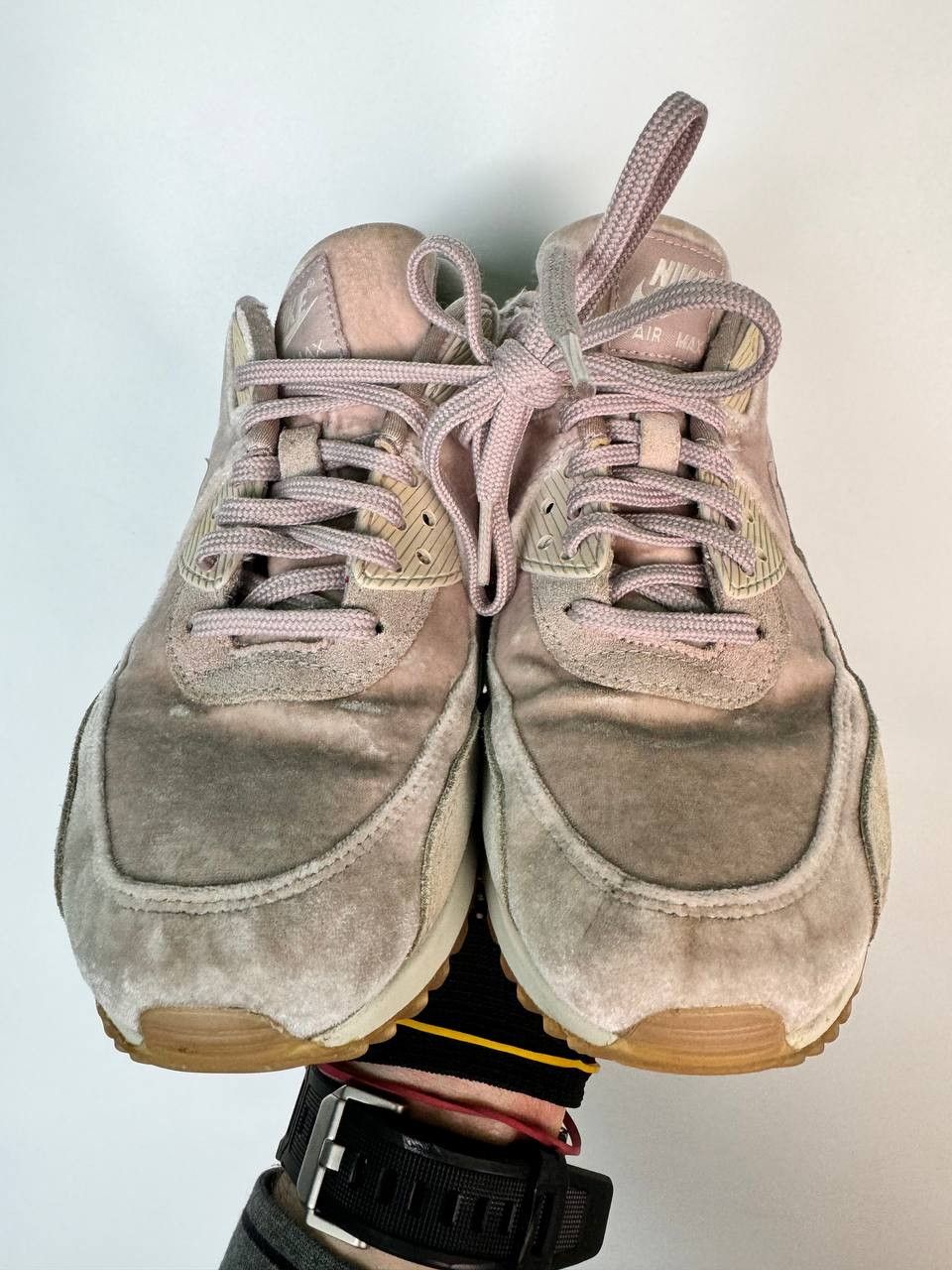 Nike × Vintage Nike Womens Air Max 90 Pink Gray Velvet Sneakers Shoes Size US 8 / IT 38 - 6 Thumbnail