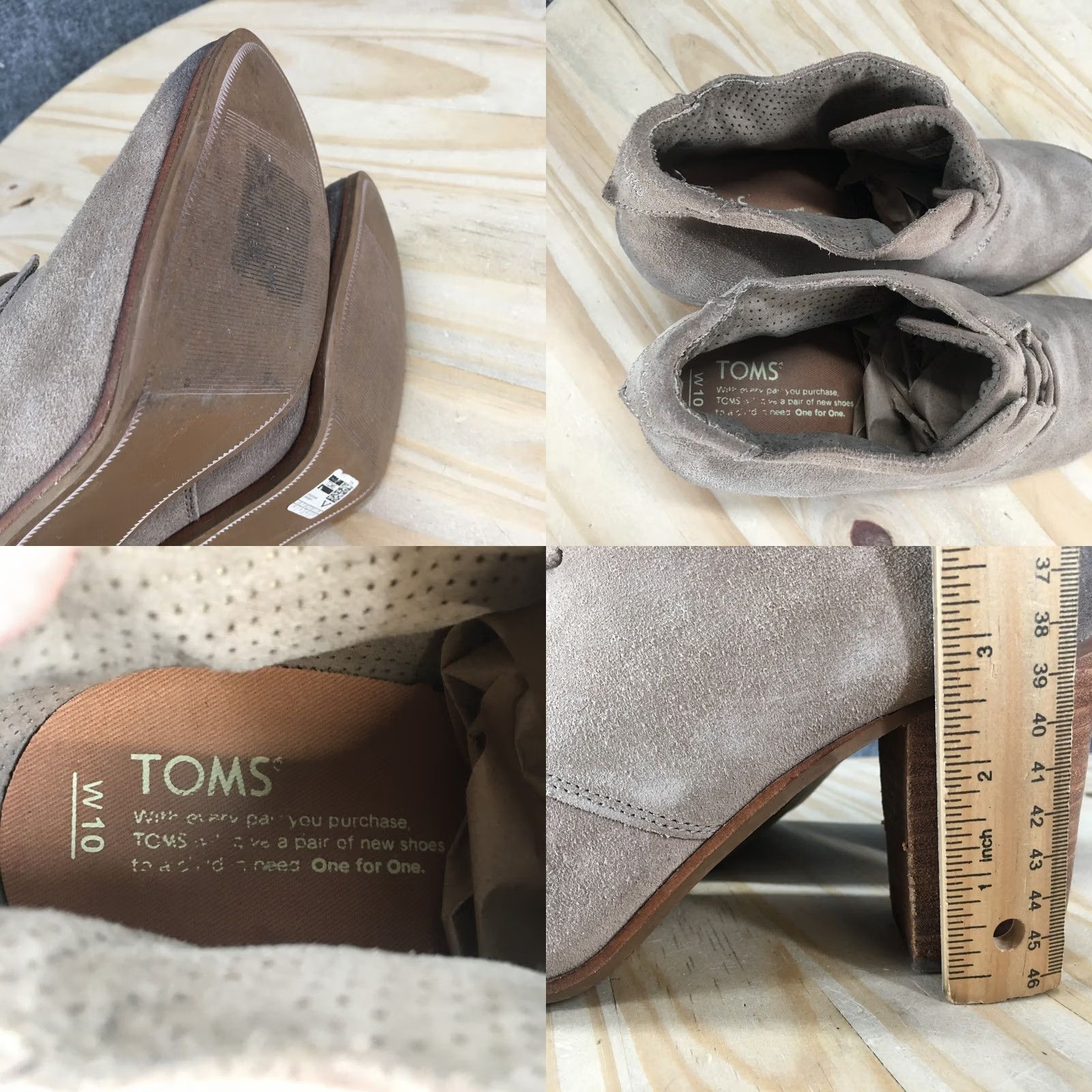 Toms TOMS Boots Womens 10 Lunata Bootie Beige Lace Up Casual Ankle Top Block 10008991 Size L / US 10 / IT 46 - 9 Thumbnail