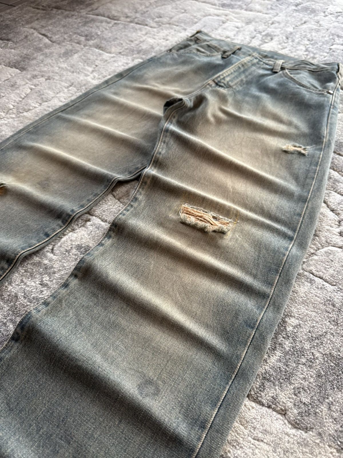 Japanese Brand Vintage Wrangler Mud Wash Distressed Baggy Selvedge Jeans Size US 29 - 11 Thumbnail