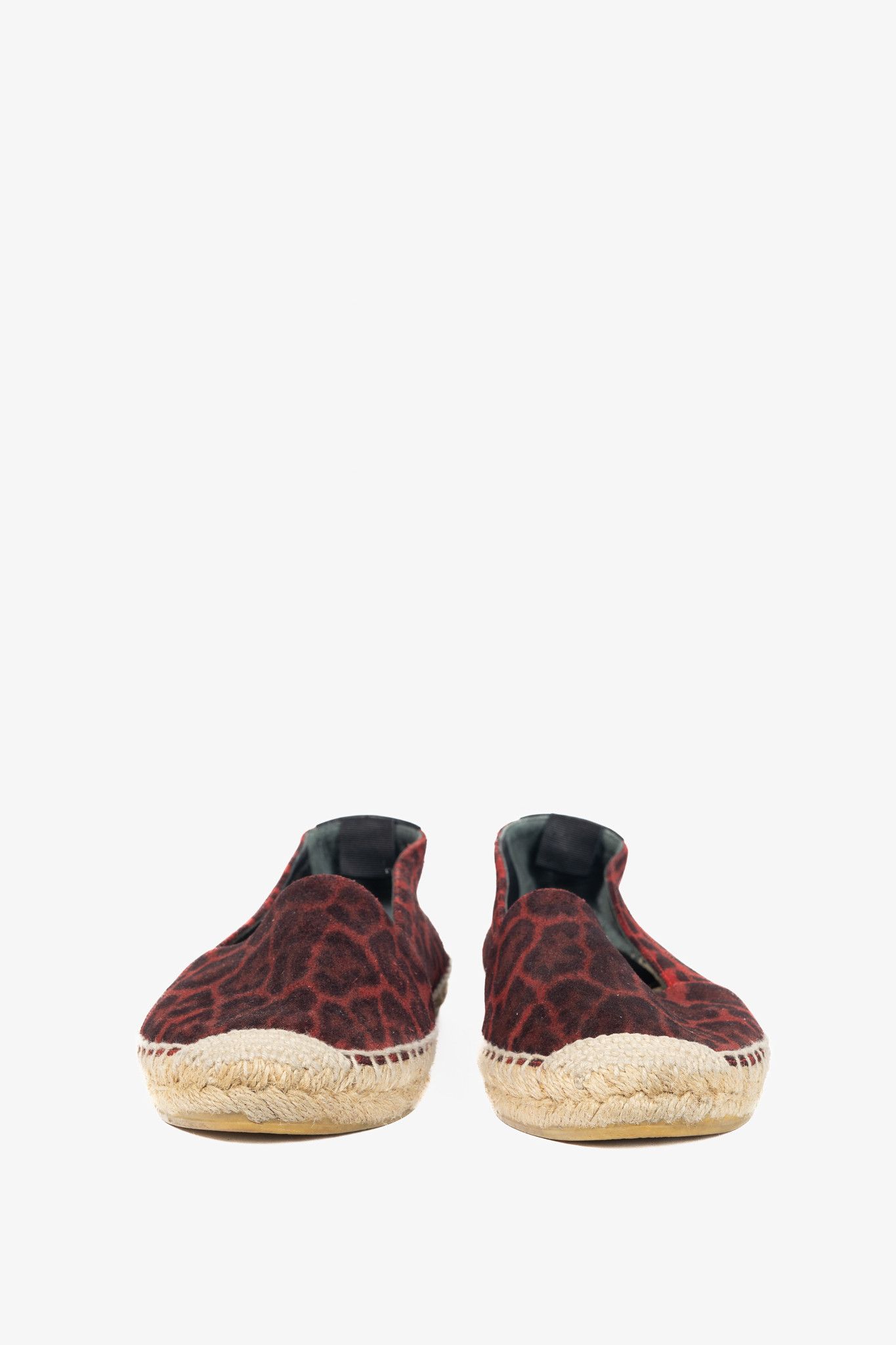 Saint Laurent Paris Saint Laurent Red Leopard Suede Flat Espadrilles Size US 4 / IT 34 - 2 Thumbnail