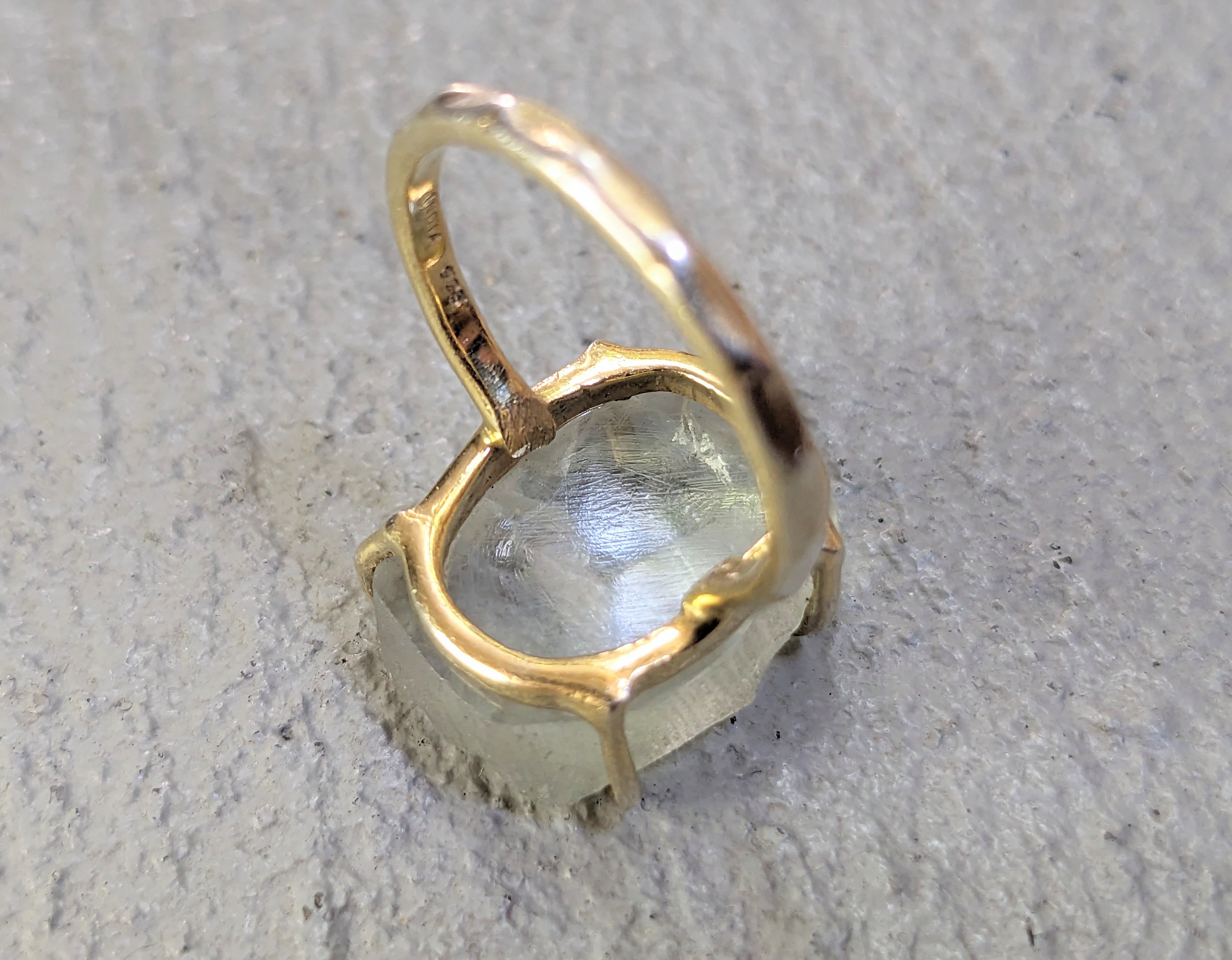 Jewelry Vintage Sterling Silver Ring Glass 7.75 Modern Gold Plated Size ONE SIZE - 10 Thumbnail