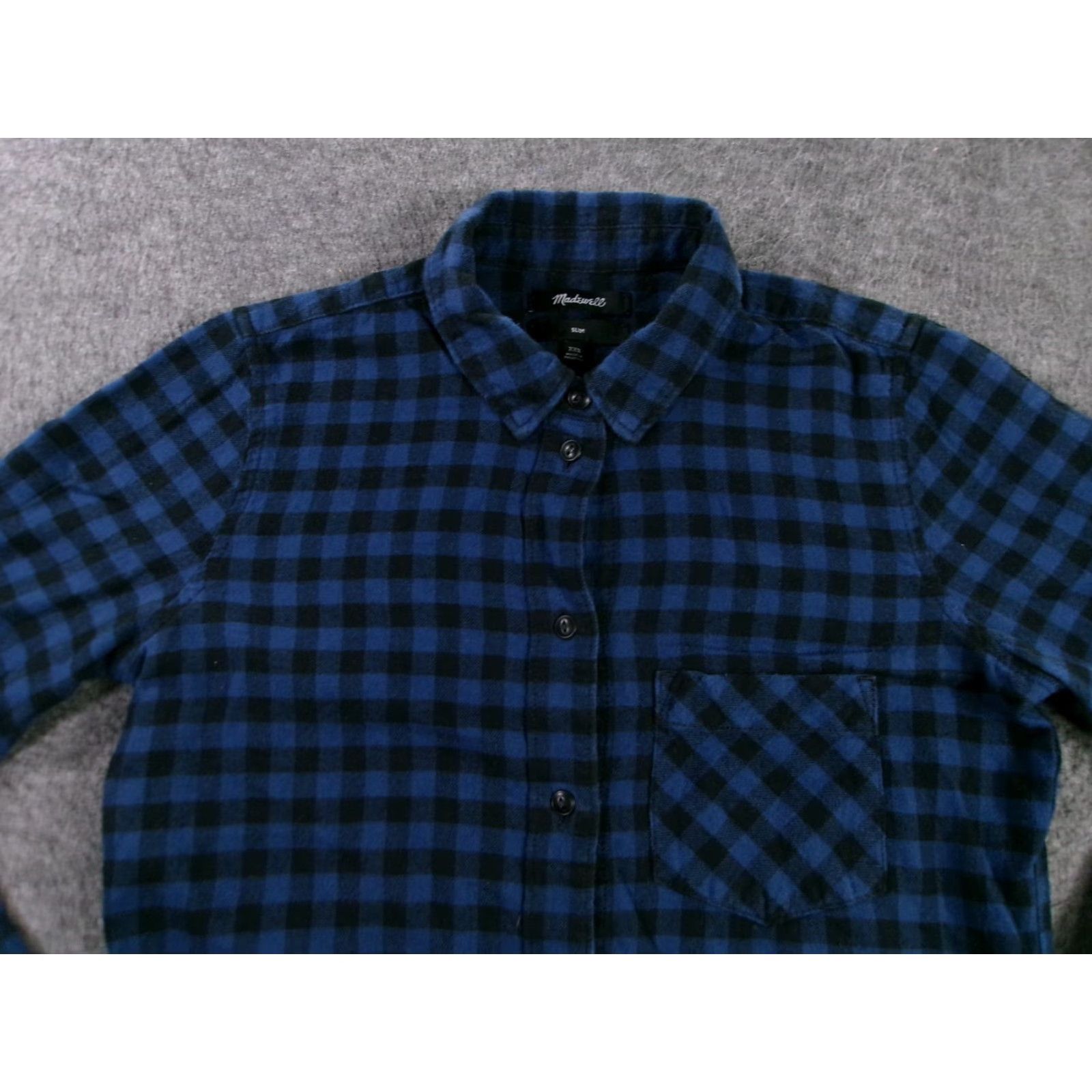 Madewell Madewell Button-Up Shirt Womens XXS Blue Black Plaid Flannel Slim Casual Long Sleeve Size XXS / US 00 / IT 34 - 2 Thumbnail