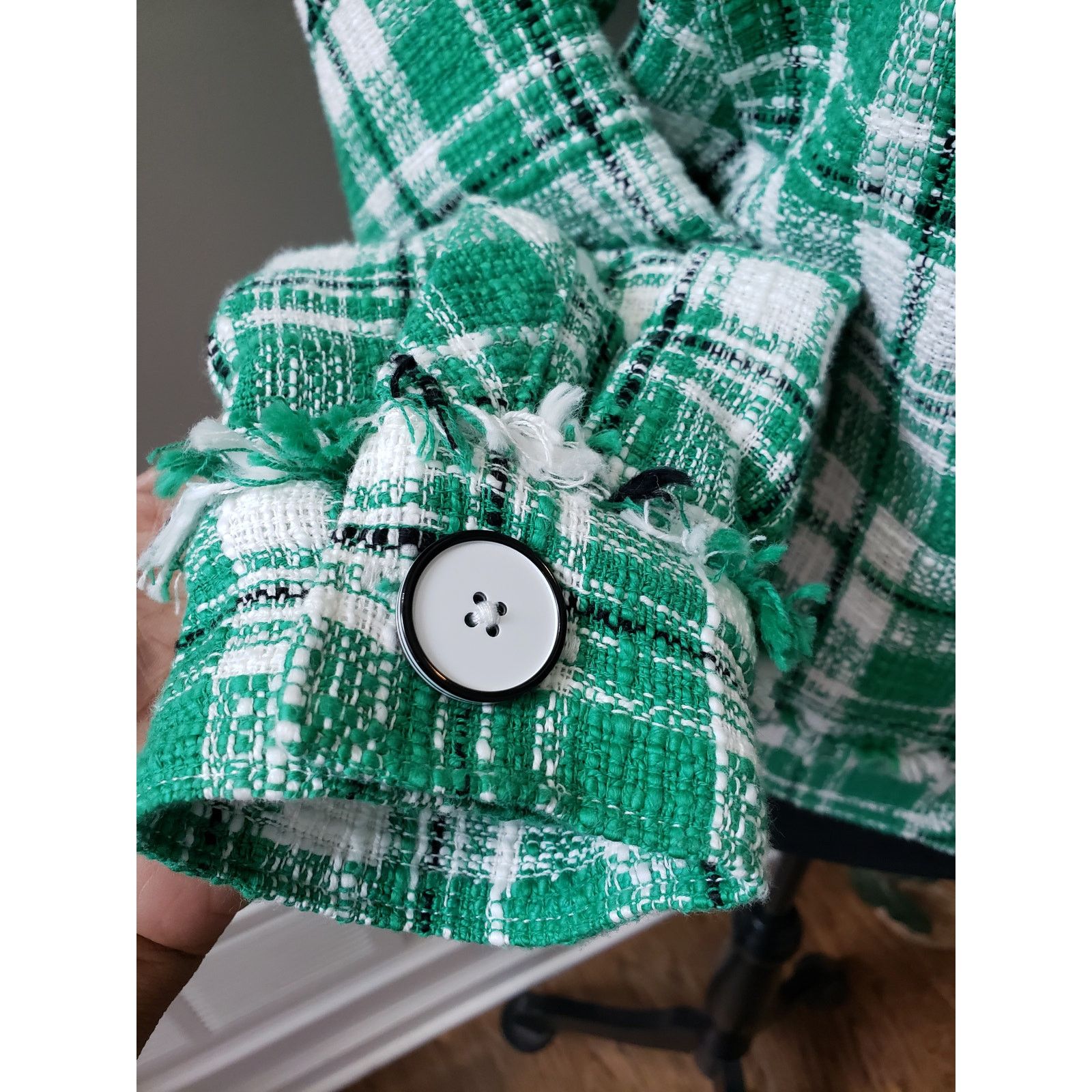 The Unbranded Brand Cabi Library Jacket Womens Medium Green White Plaid Sophia Size M / US 6-8 / IT 42-44 - 14 Thumbnail