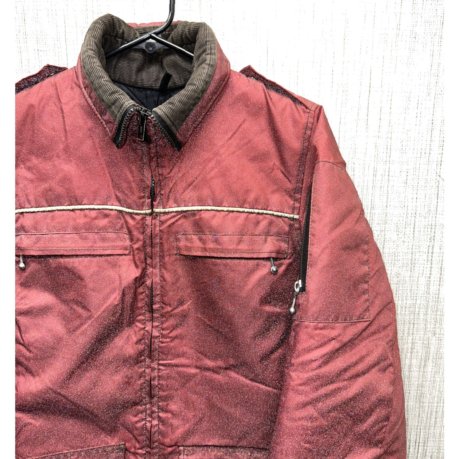 Vintage Tour Rider Womens Red Full Zip Jacket Size 14 Casual Regular Woman Red Solid Basic Jacket Fall Winter Size XL / US 12-14 / IT 48-50 - 2 Thumbnail