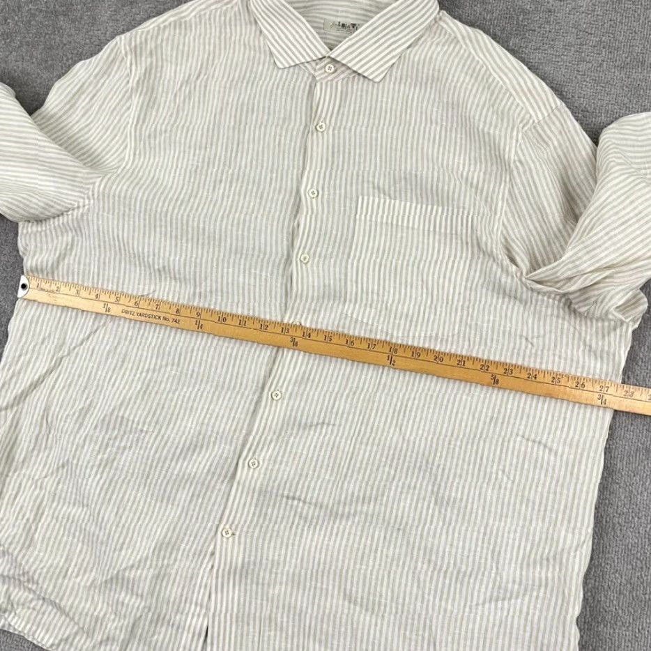 FLAX VINTAGE Solbiati Button Up Shirt Mens 3XL Linen Brown Striped Classic Clothing Mens Regular 3XL Button-Up Shirt Linen European Flax Old Money Size US XXL / EU 58 / 5 - 4 Thumbnail