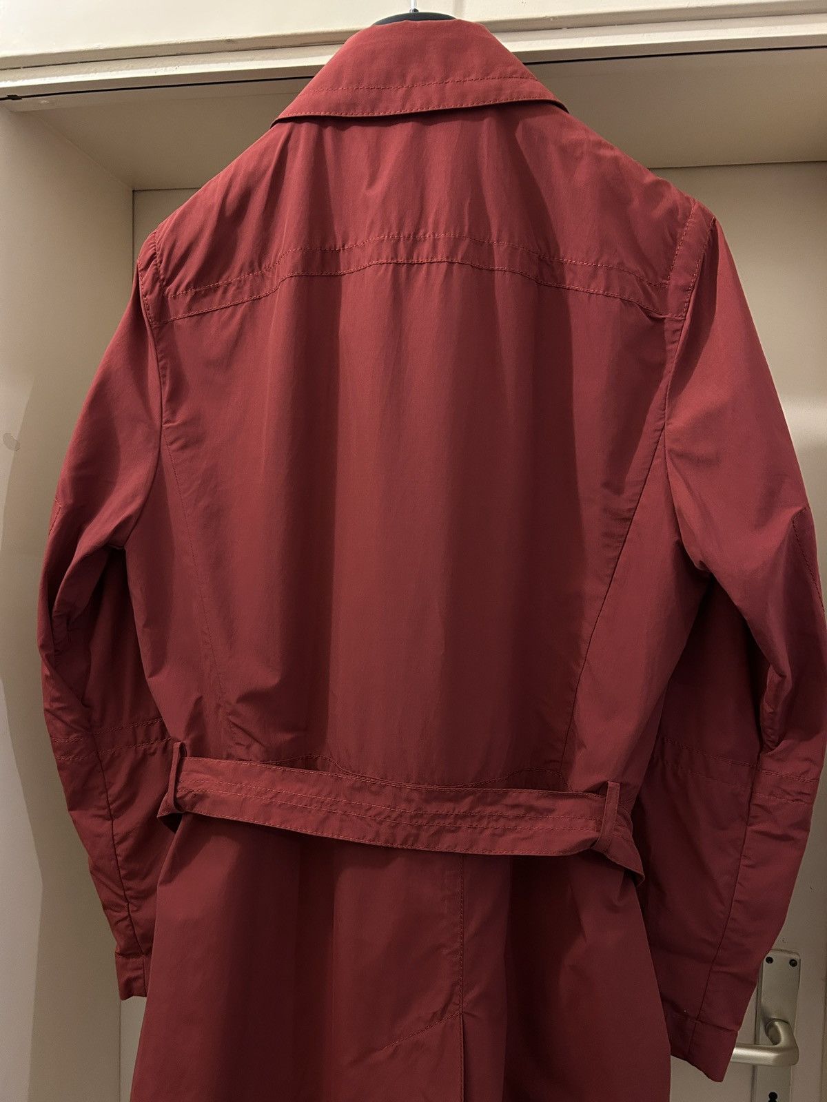 Dirk Bikkembergs S/S 1999 archive red nylon belted coat Size US M / EU 48-50 / 2 - 8 Thumbnail
