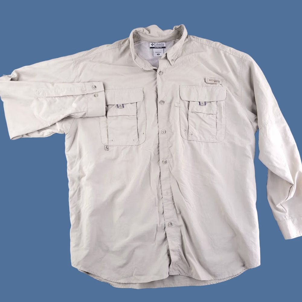 Vintage Columbia Shirt mens XL PFG Fishing HIke Outdoor Beige Long Sleeve Nylon Vented Size US XL / EU 56 / 4 - 1 Thumbnail