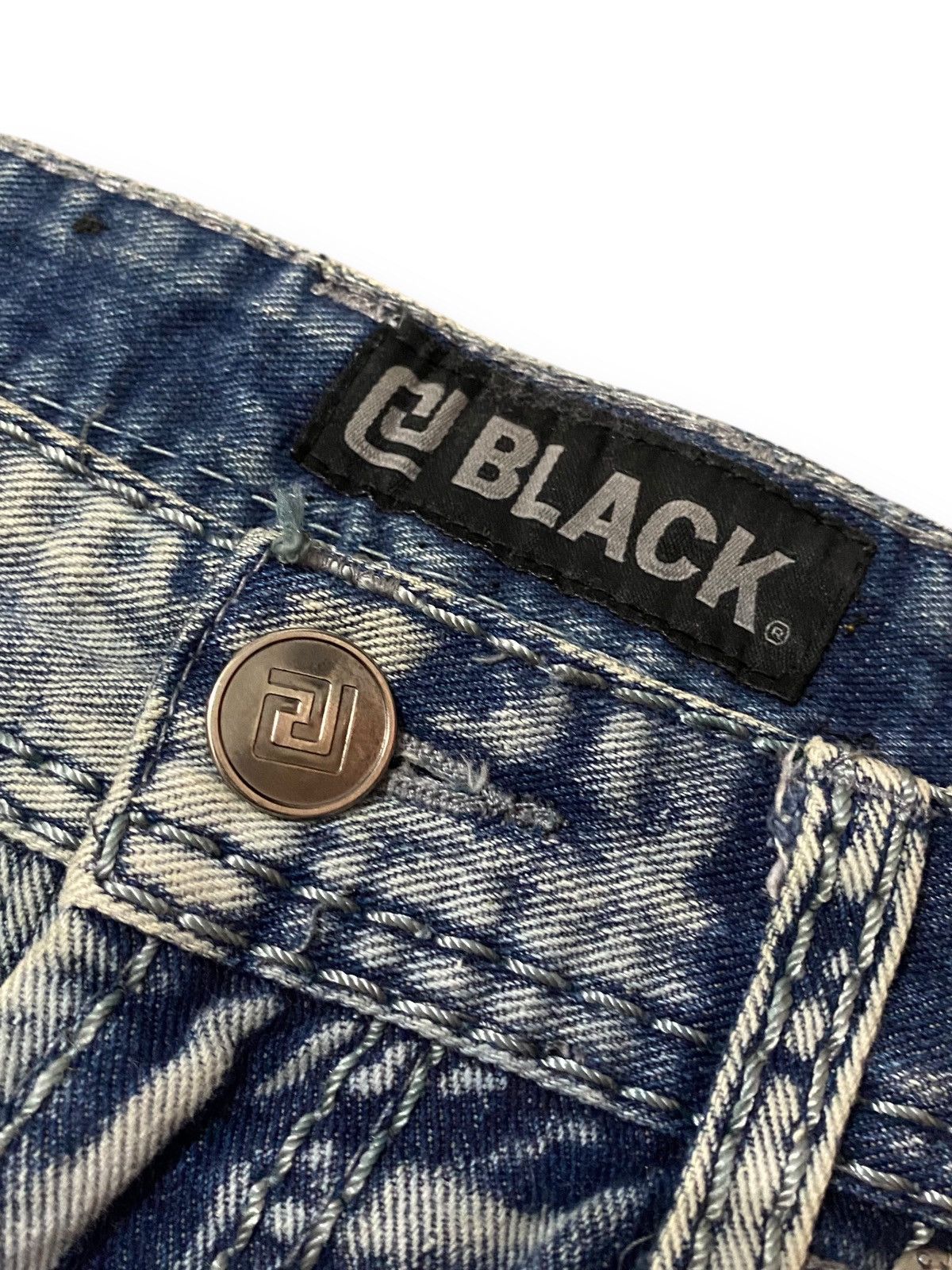 If Six Was Nine FLARE Black Skeleton Stone Wash Studded Cross Bootcut Denim Size US 34 / EU 50 - 15 Thumbnail