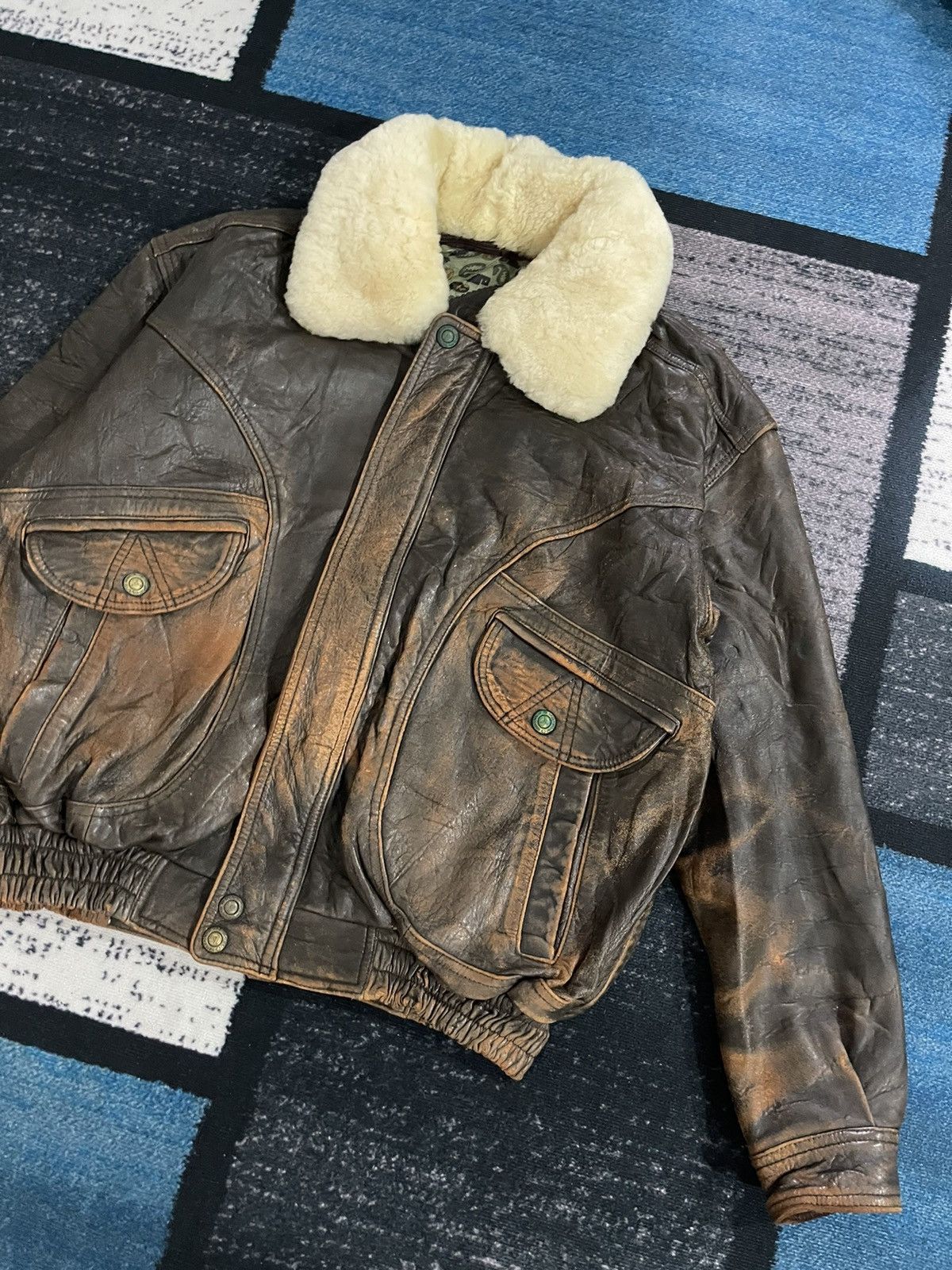 Vintage Vintage Zufolo Leather Bomber Jacket Size US L / EU 52-54 / 3 - 3 Thumbnail