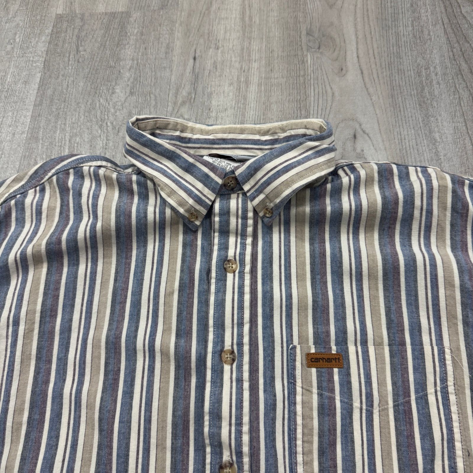 Carhartt Vintage Carhartt Short Sleeve Striped Shirt Men's XL 90s Size US XL / EU 56 / 4 - 1 Thumbnail
