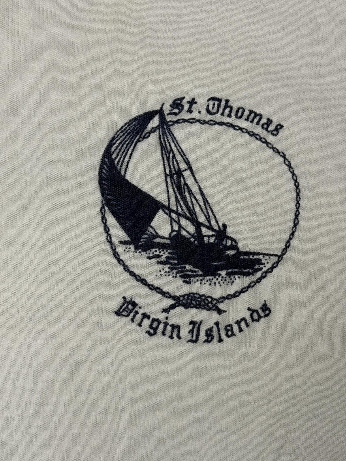 Designer VTG Sailing T-shirt St. Thomas Virgin Islands V-Neck Tee Size US XL / EU 56 / 4 - 2 Thumbnail