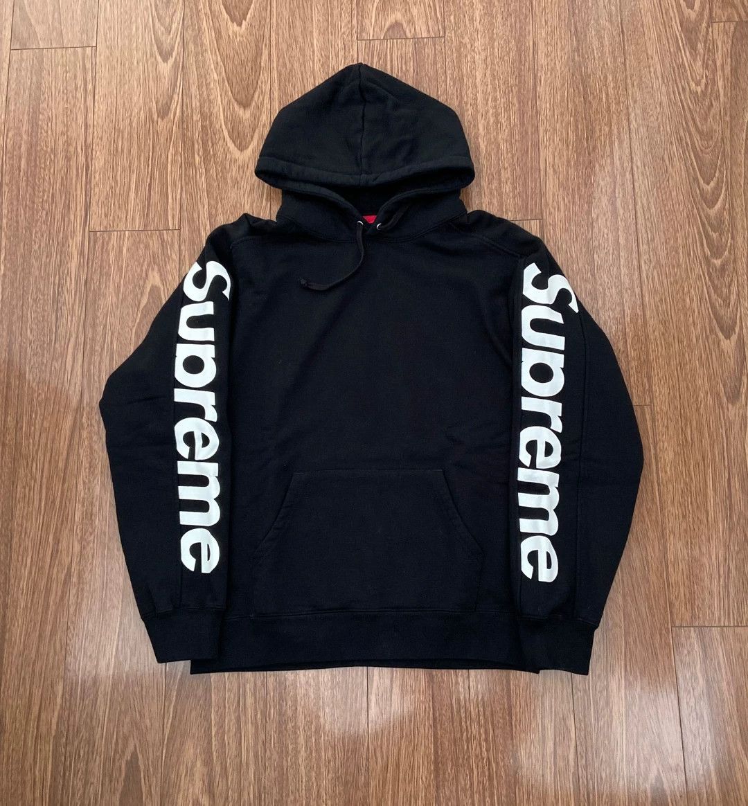 supreme sideline hooded sweatshirt black