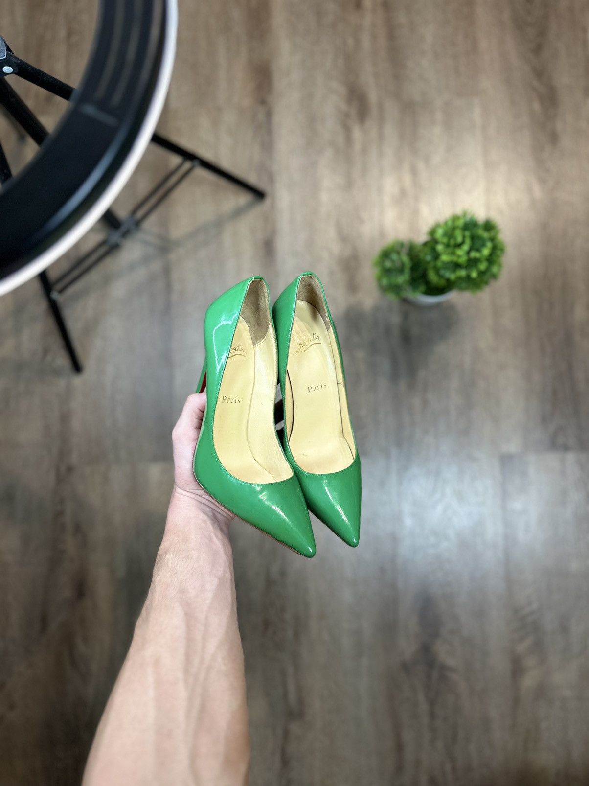 Christian Louboutin Christian Louboutin Green Patent Leather Kate Pumps Size US 6 / IT 36 - 1 Thumbnail