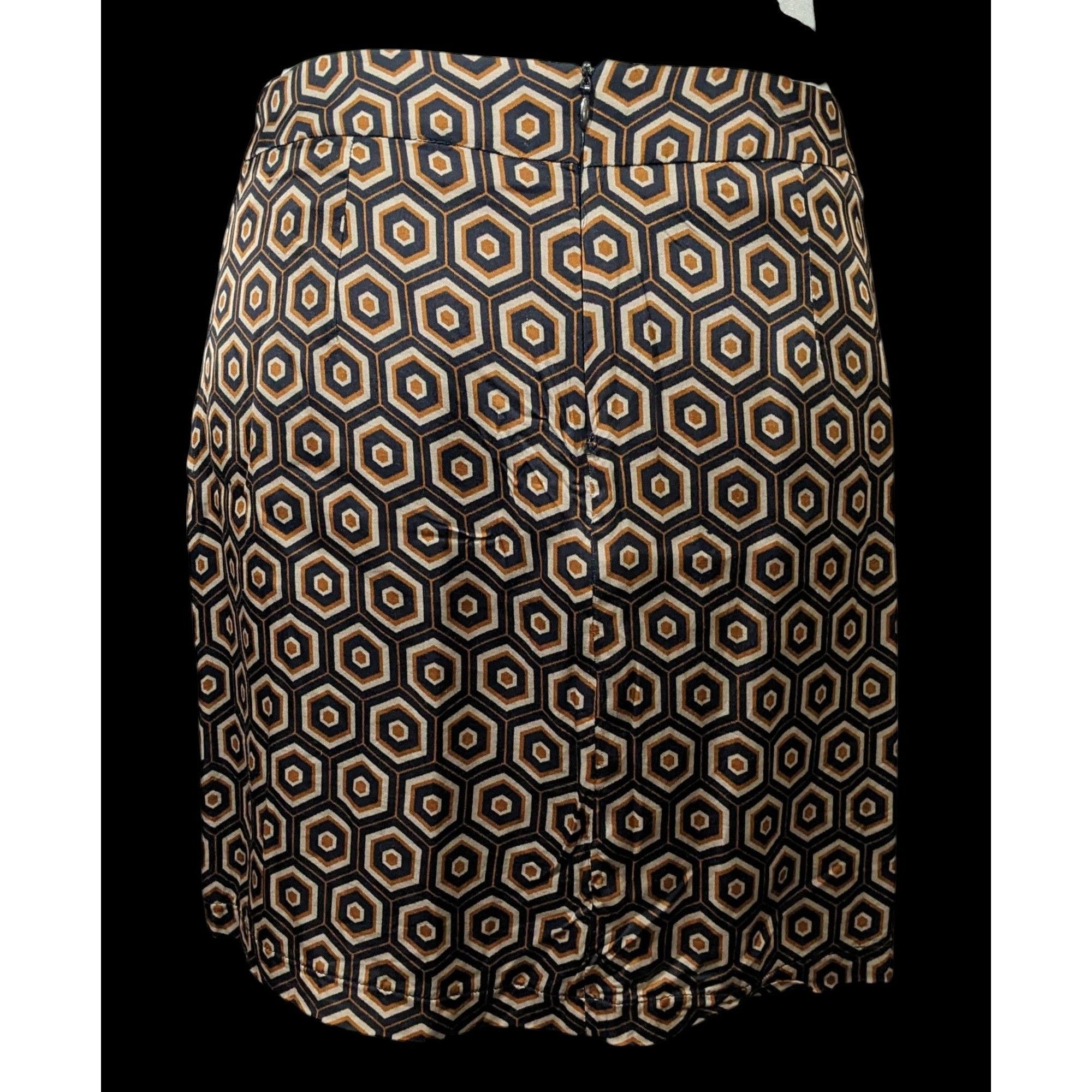 Other Ese0Ese Geometric Earth Tone Silky Brown Mini Skirt Size Med Size 30" / US 8 / IT 44 - 2 Thumbnail