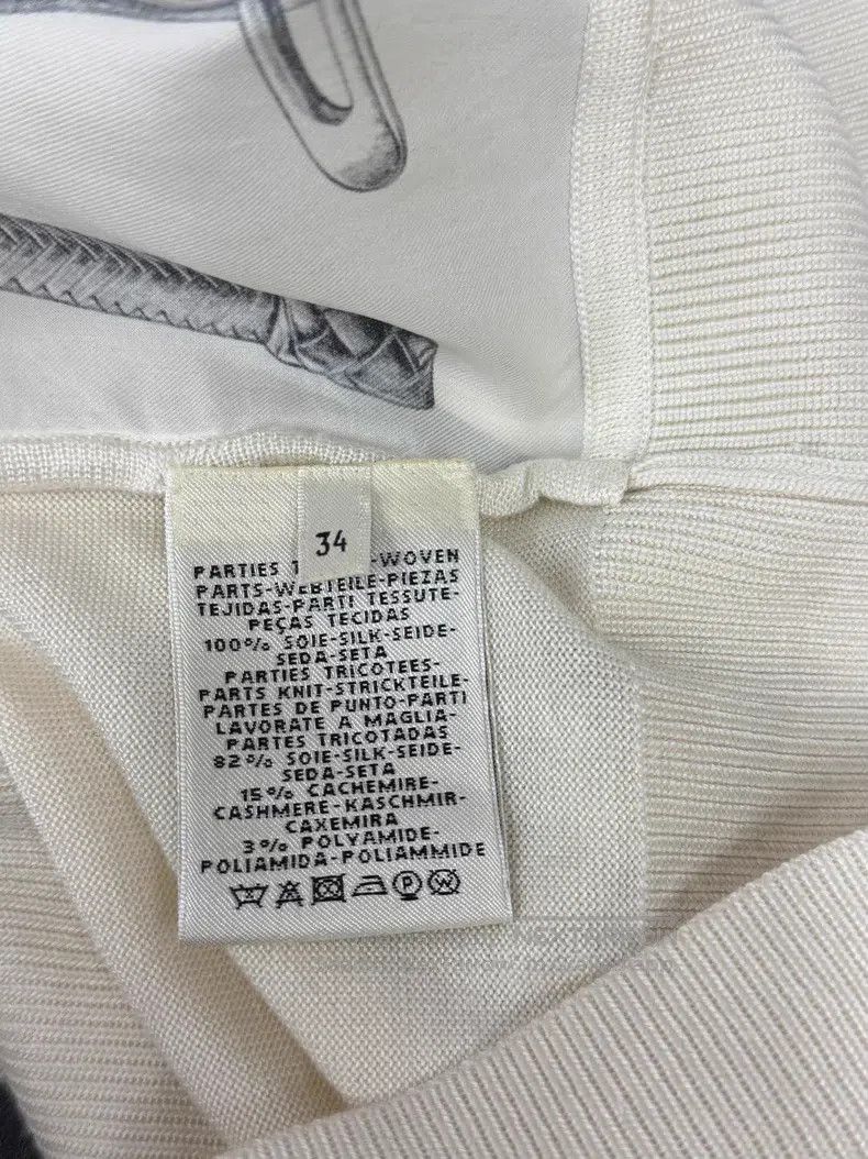 Hermes Hermes White Printed Silk Blended Top Size XXS / US 00 / IT 34 - 5 Thumbnail