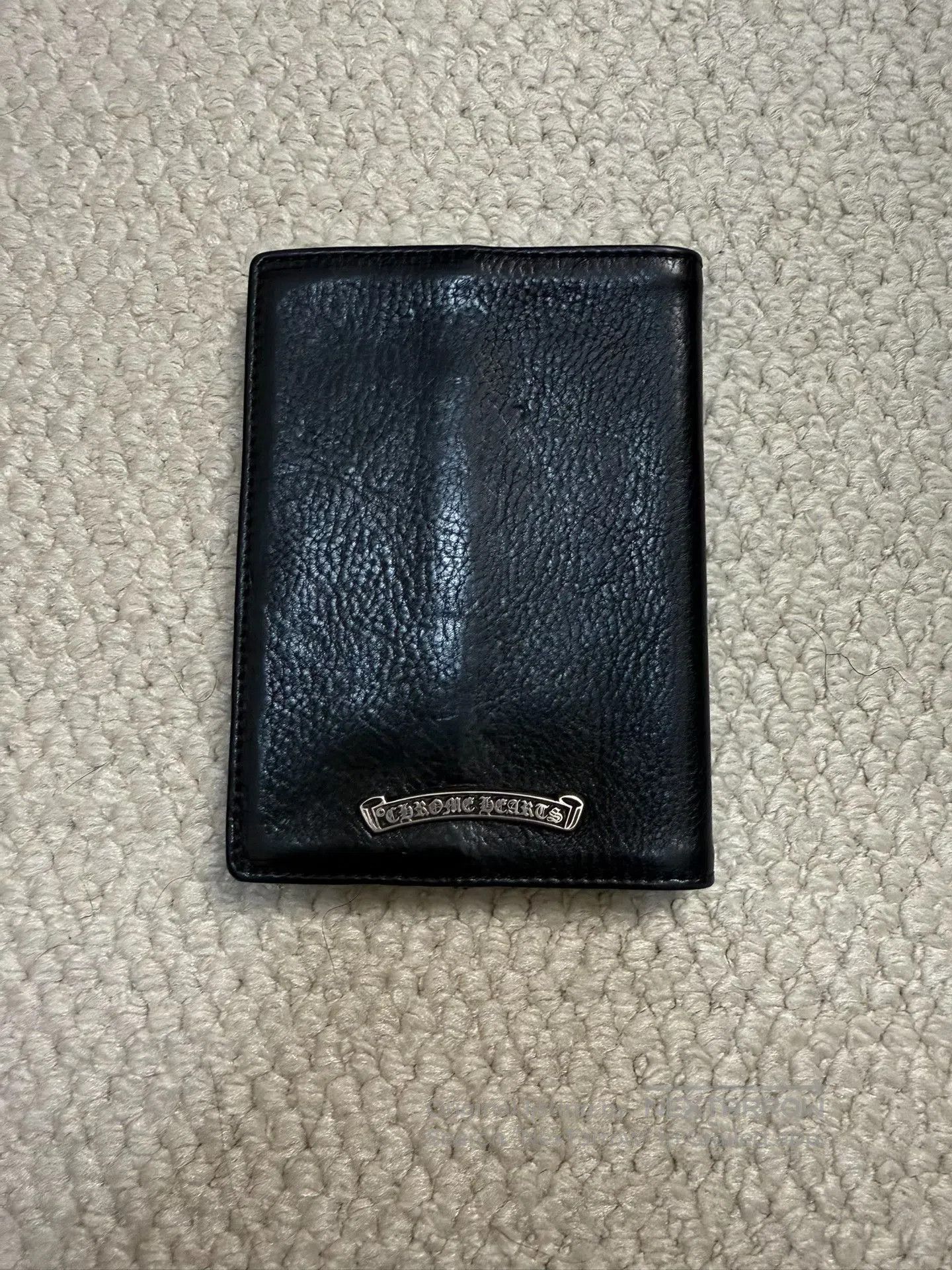 Chrome Hearts Chrome Hearts Flame Cross Silver Black Leather Passport Hol Size ONE SIZE - 2 Thumbnail