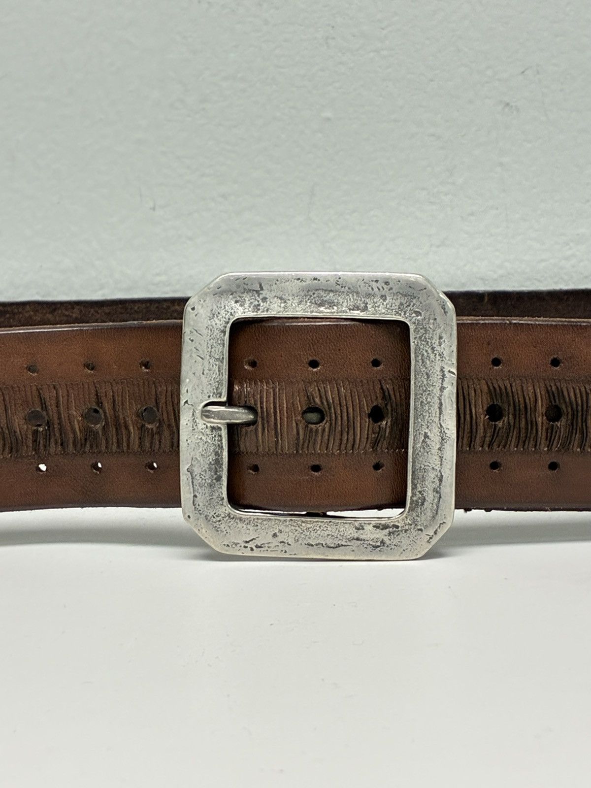 John Varvatos Brown Leather Belt Size 34 Size 34 - 1 Thumbnail
