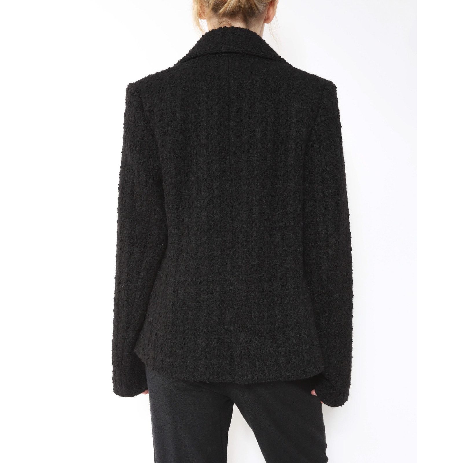 Haider Ackermann FW18 Double Breasted Short-Coat in Black Tweed Size XS / US 0-2 / IT 36-38 - 2 Thumbnail