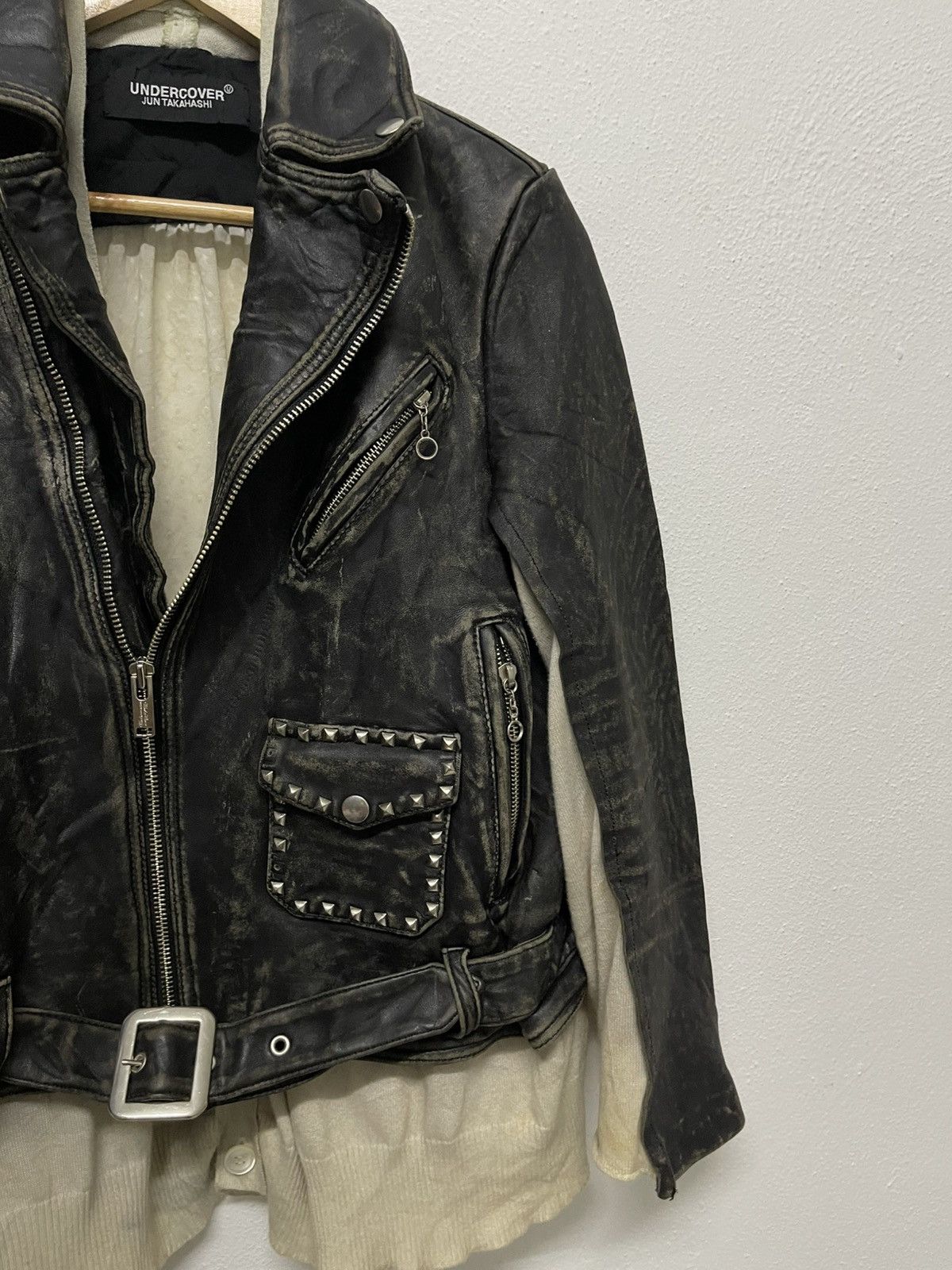 Undercover SS 21 UNDERCOVER LEATHER MIX KNIT RIDERS JACKET RARE Size US S / EU 44-46 / 1 - 6 Thumbnail