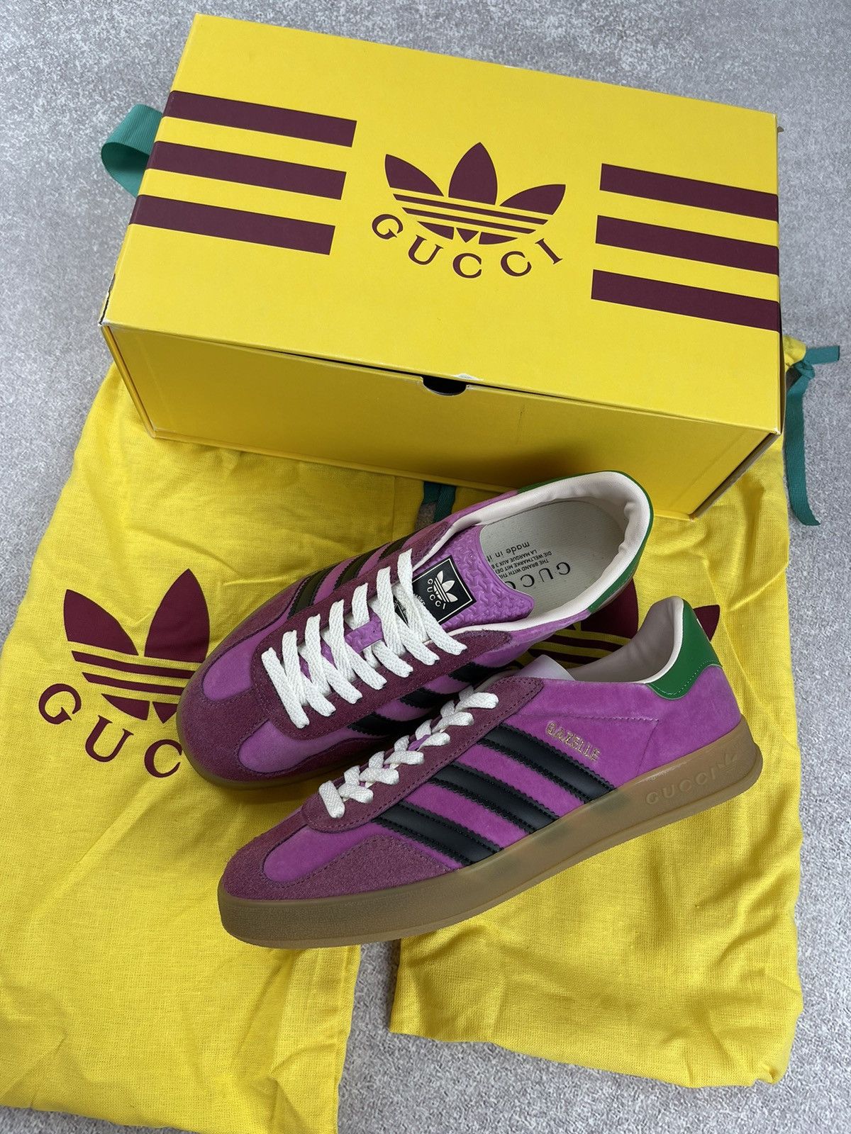 Adidas × Gucci Adidas x Gucci Gazelle Velvet Pink Size 39 1/3 Size US 7.5 / IT 37.5 - 2 Thumbnail