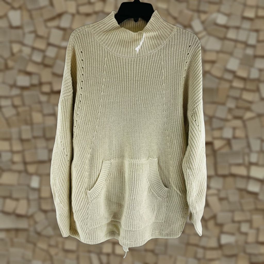 Vintage RDI Sweater Women’s Size S Oversized Cream Mock Neck Drawstring Pullover NWT Size S / US 4 / IT 40 - 1 Thumbnail