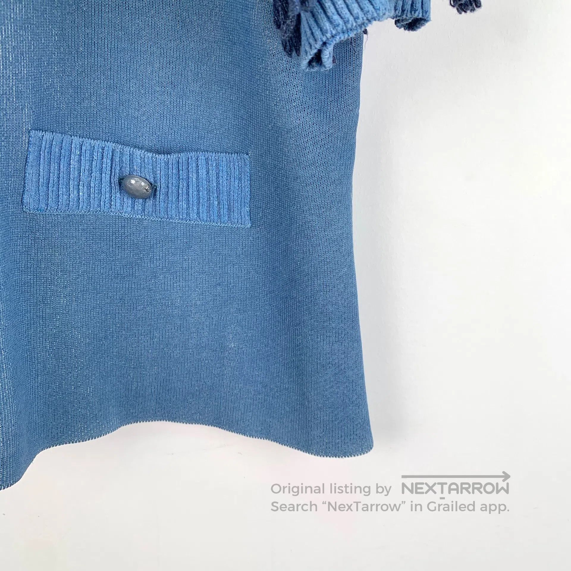 Chanel Chanel Blue fringed cotton round neck single-breasted shor Size XS / US 0-2 / IT 36-38 - 4 Thumbnail