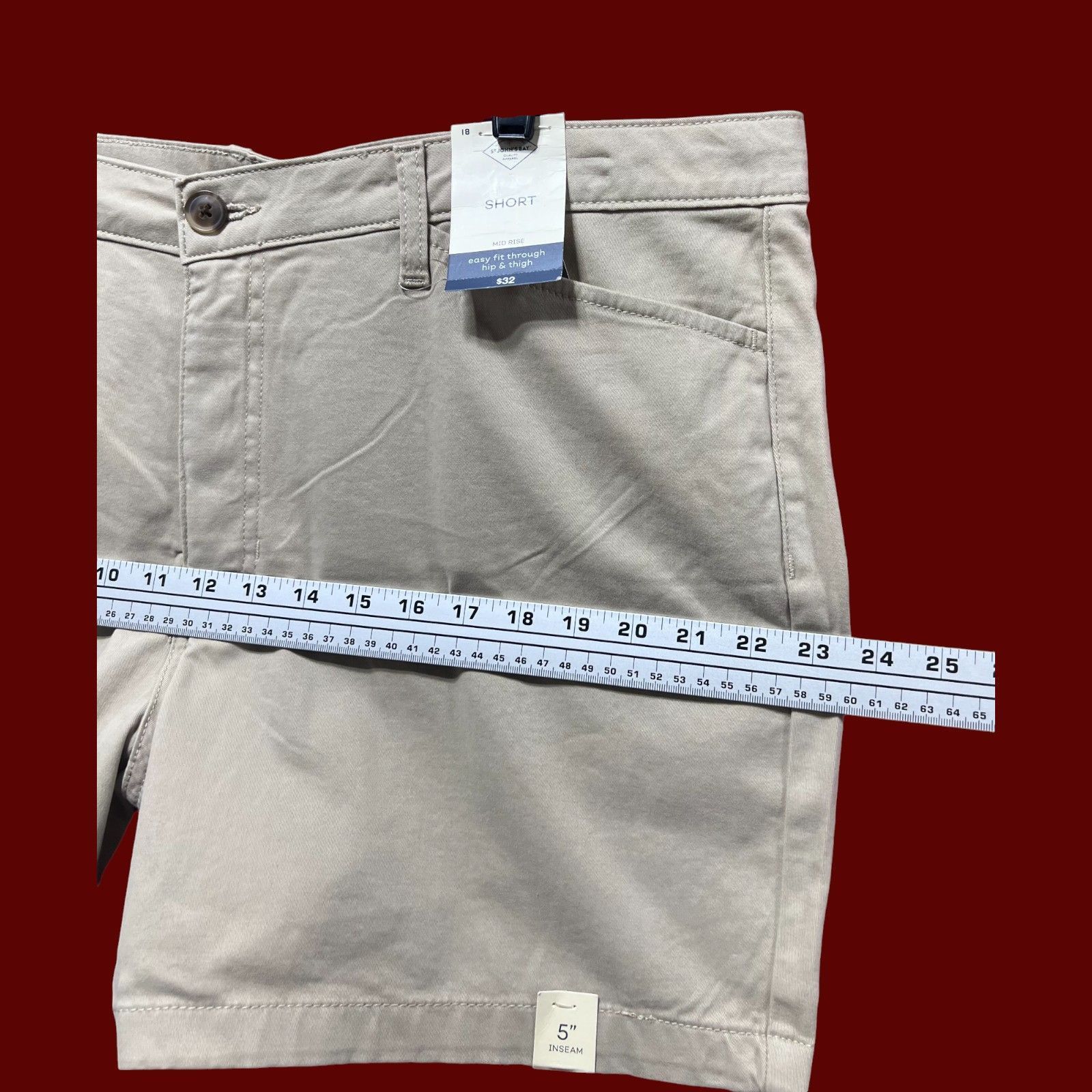 Other St. John's Bay - Women's Mid Rise 5" Inseam Chino Short - Be Size 40" / US 18 - 6 Thumbnail