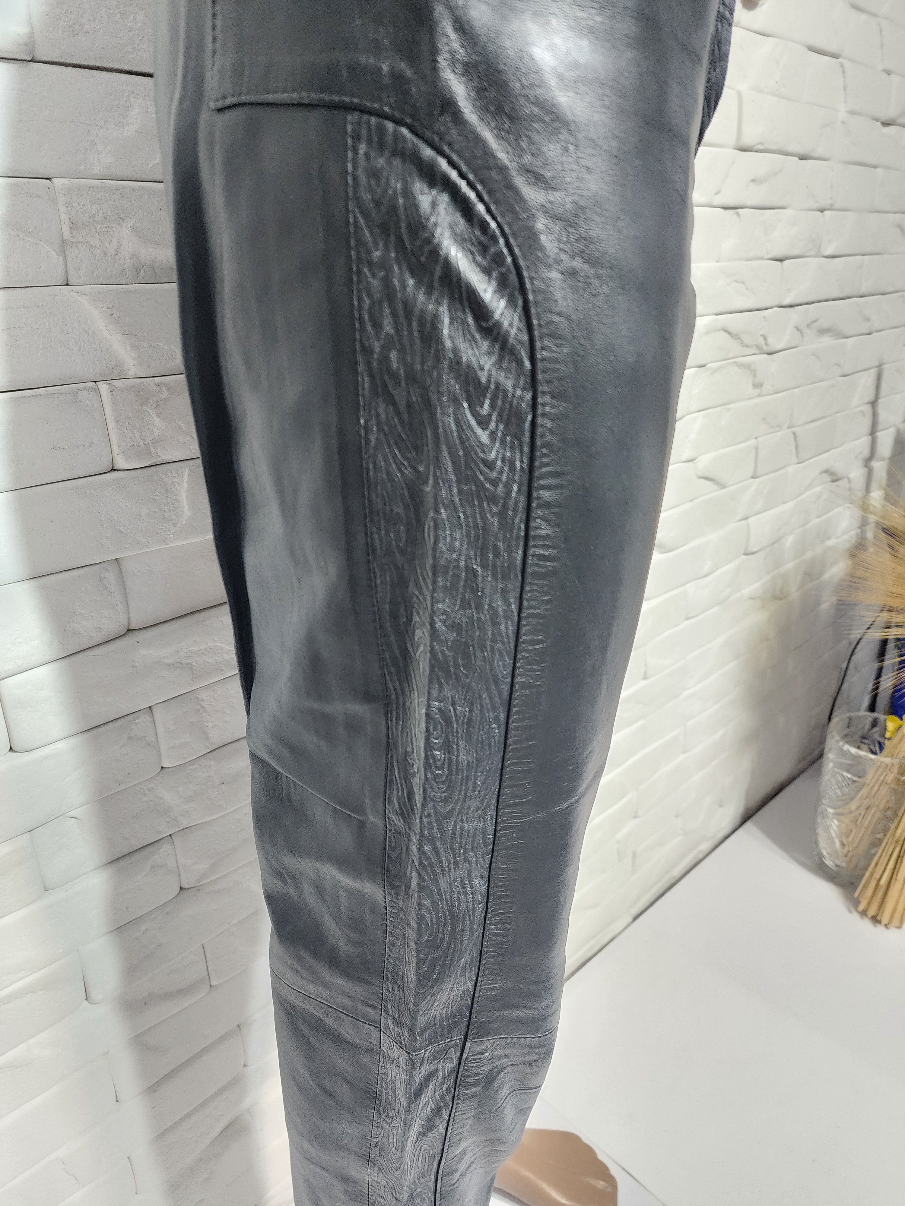 Other Gray Leather Pants: Women's Genuine Trousers Size 25" / US 0 / IT 36 - 4 Thumbnail