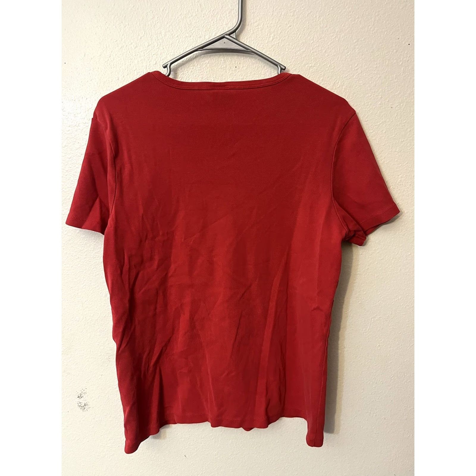 Gap GAP T-Shirt XL Red Solid Women Crew Neck Stretch Basic Shirt 90s style? Size XL / US 12-14 / IT 48-50 - 3 Thumbnail