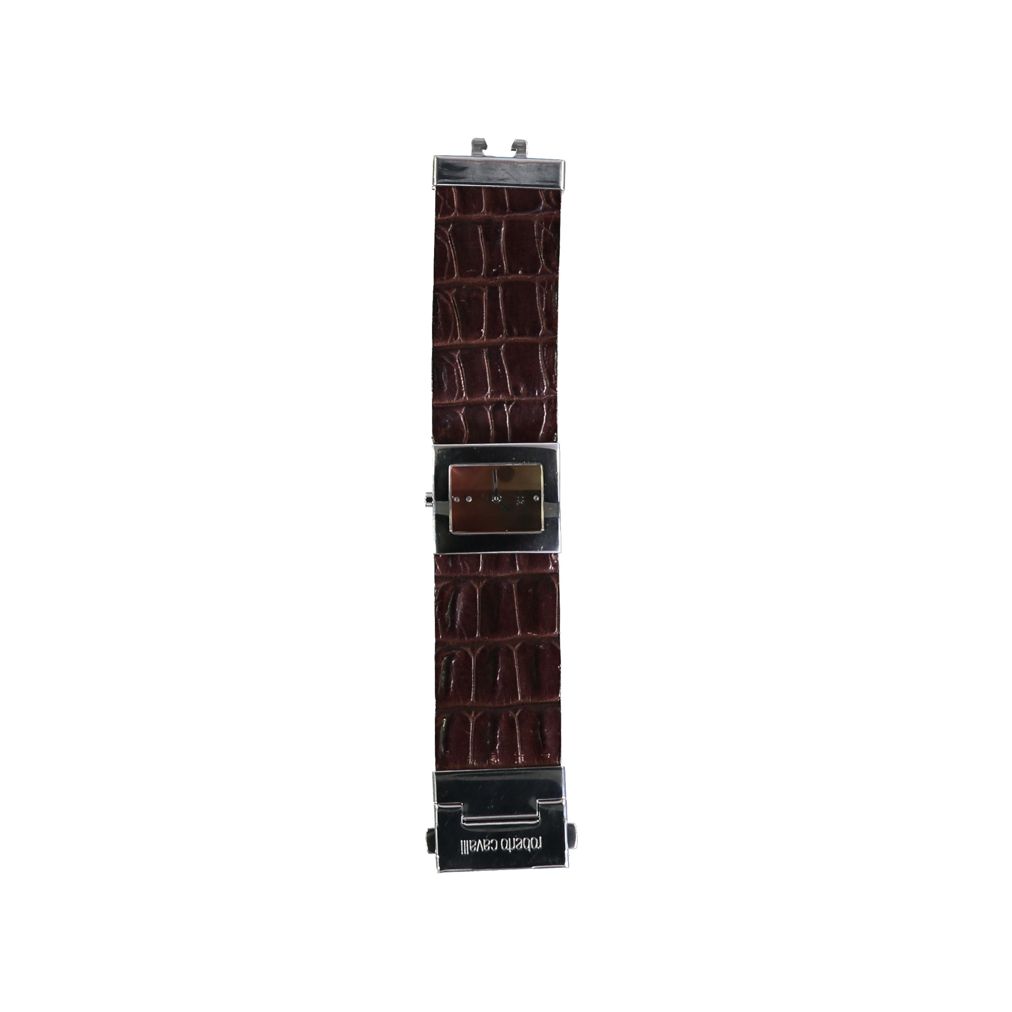 image of Roberto Cavalli Roberto Cavalli Brown Leather Watch in Black, Women's