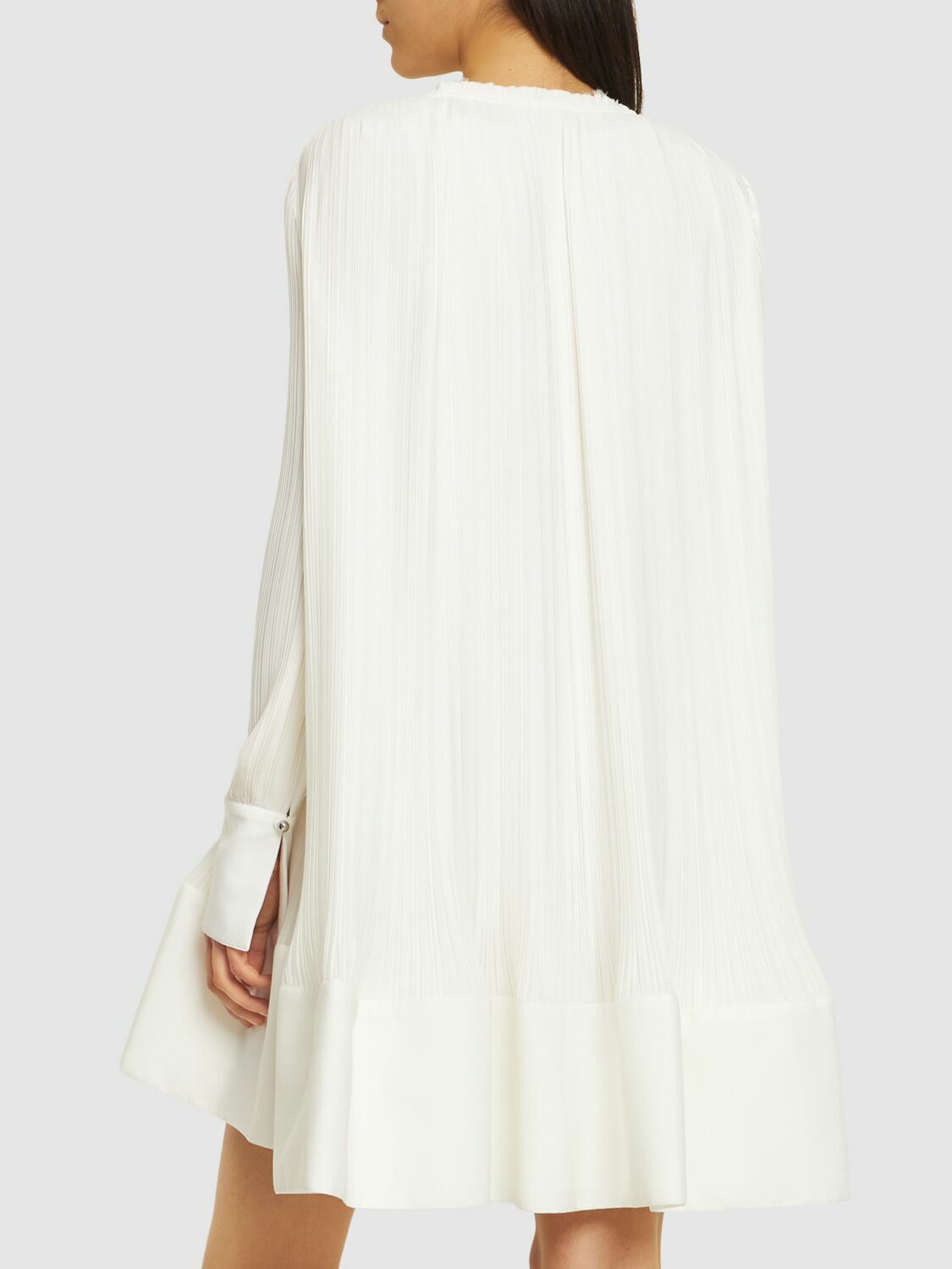 Lanvin o1y0326 Pleated Mini Dress in White Size M / US 6-8 / IT 42-44 - 4 Thumbnail