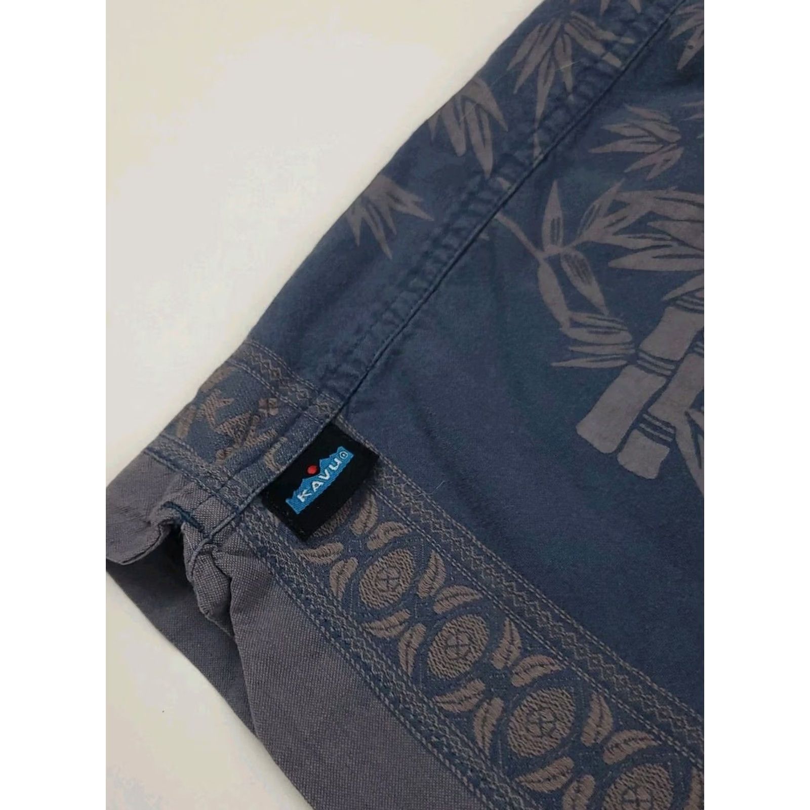 KAVU VINTAGE KAVU Shirt Mens L Blue Bamboo Pattern Hawaiian Camp Cotton USA Summer FADED Size US L / EU 52-54 / 3 - 5 Thumbnail