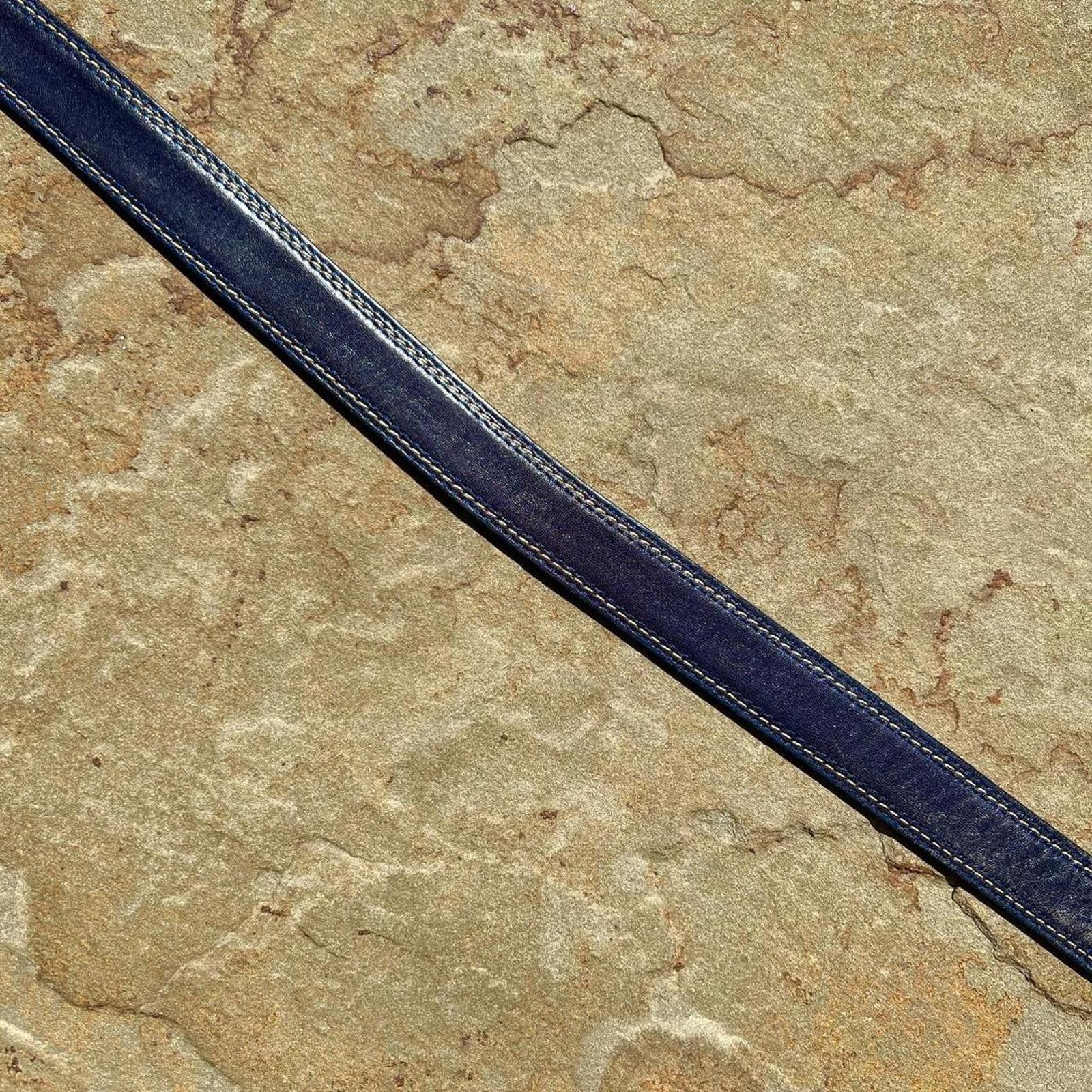 Vintage Vintage 90s Dark Blue Leather Belt Size ONE SIZE - 4 Thumbnail