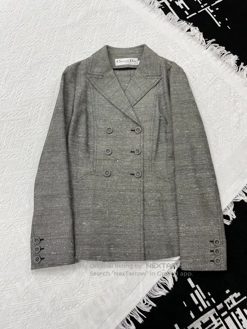 Dior Dior Gray double-breasted gun collared suit jacket Size S / US 4 / IT 40 - 1 Thumbnail