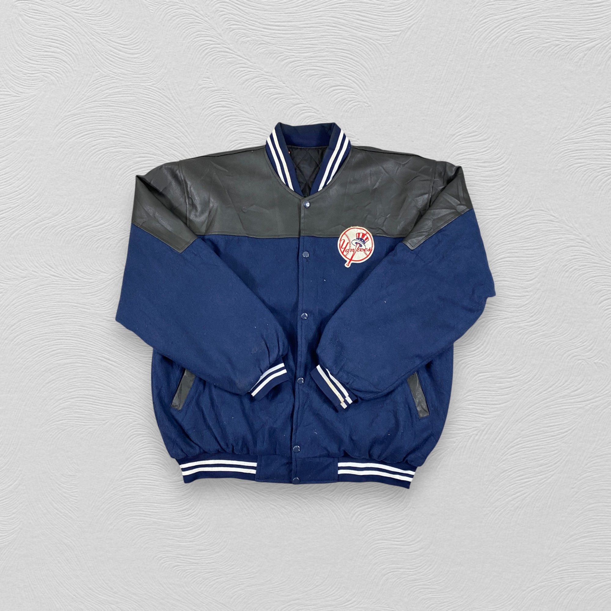 New York Yankees 🔥NY YANKEES WOOL VARSITY LEATHER JACKETS- J477 Size US XL / EU 56 / 4 - 4 Thumbnail