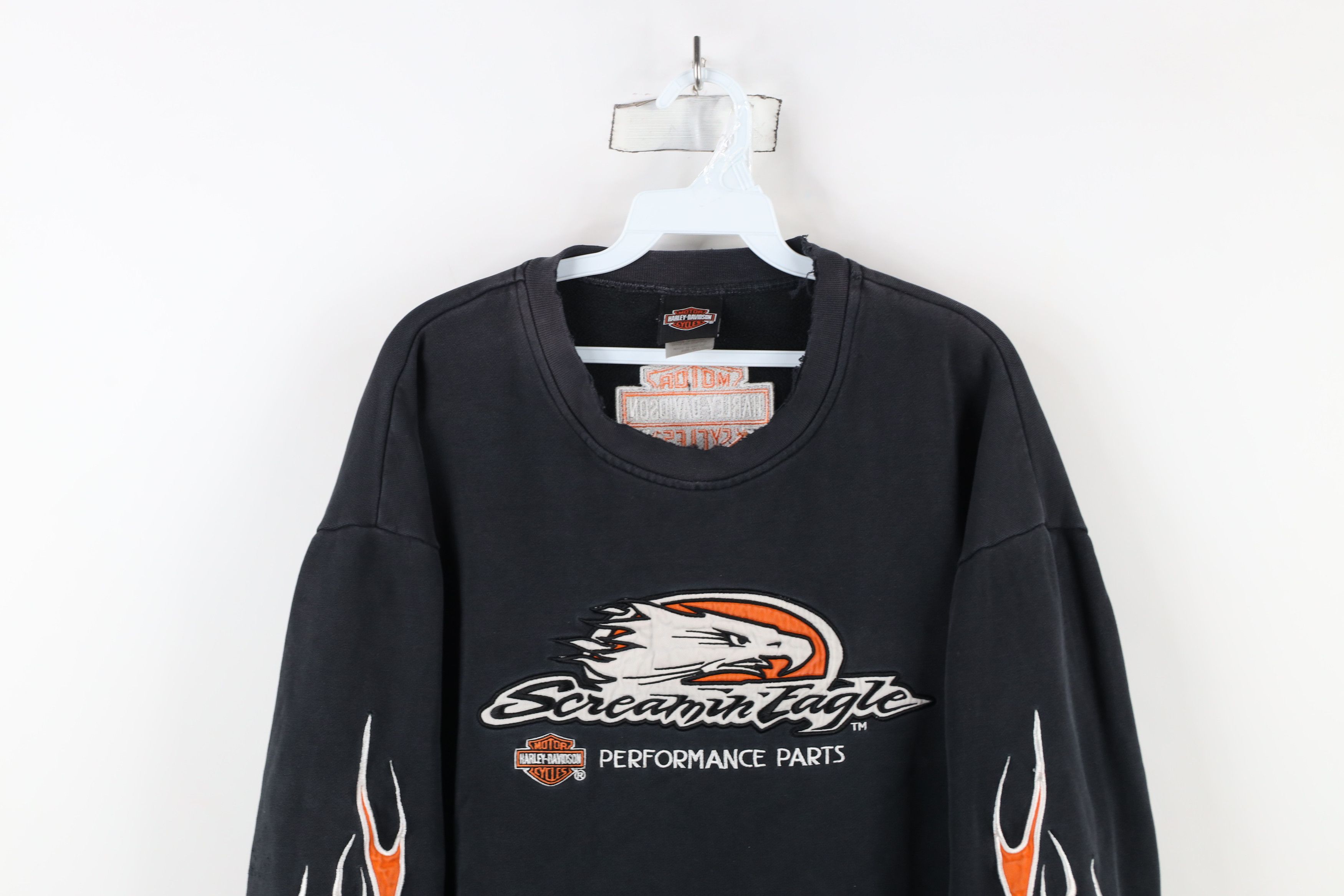Harley Davidson × Vintage Vintage 90s Y2K Harley Davidson Fire Flames Eagle Sweatshirt Size US XL / EU 56 / 4 - 2 Thumbnail