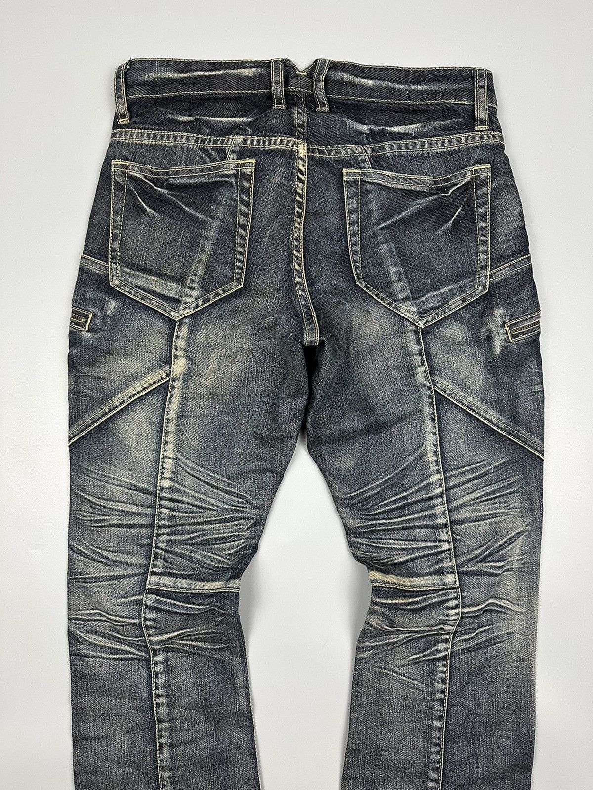 Japanese Brand × Michel Klein 🔥Flared🔥 Michel Klien Multi Zipper Pocket Lightning Jeans Size US 31 - 6 Thumbnail