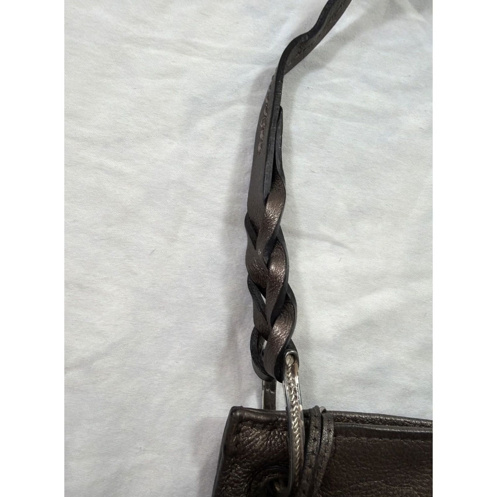 Brighton Brighton Ferrara Gun Metal Embossed Leather Medallion Shoulder Bag Purse Size ONE SIZE - 7 Thumbnail