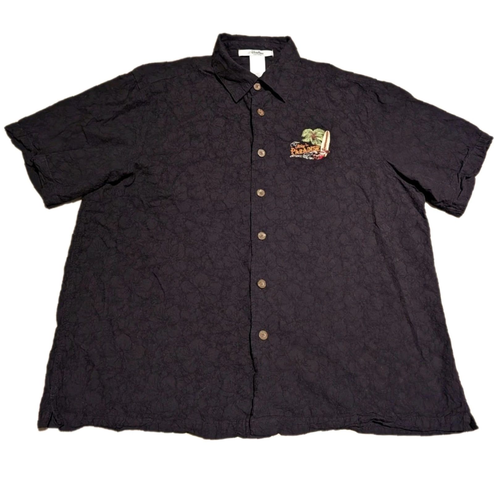Disney Disney Mickey Mouse Floral Embroidered Button-Up Camp Shirt Mens XL Black Casual Size US XL / EU 56 / 4 - 5 Thumbnail