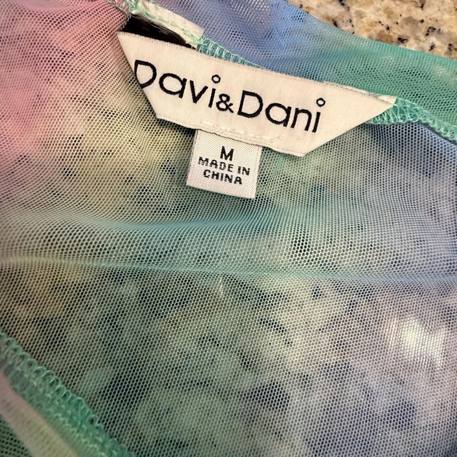 Other Davi & Dani pastel rainbow striped sheer ruched top SZ M Size M / US 6-8 / IT 42-44 - 5 Thumbnail