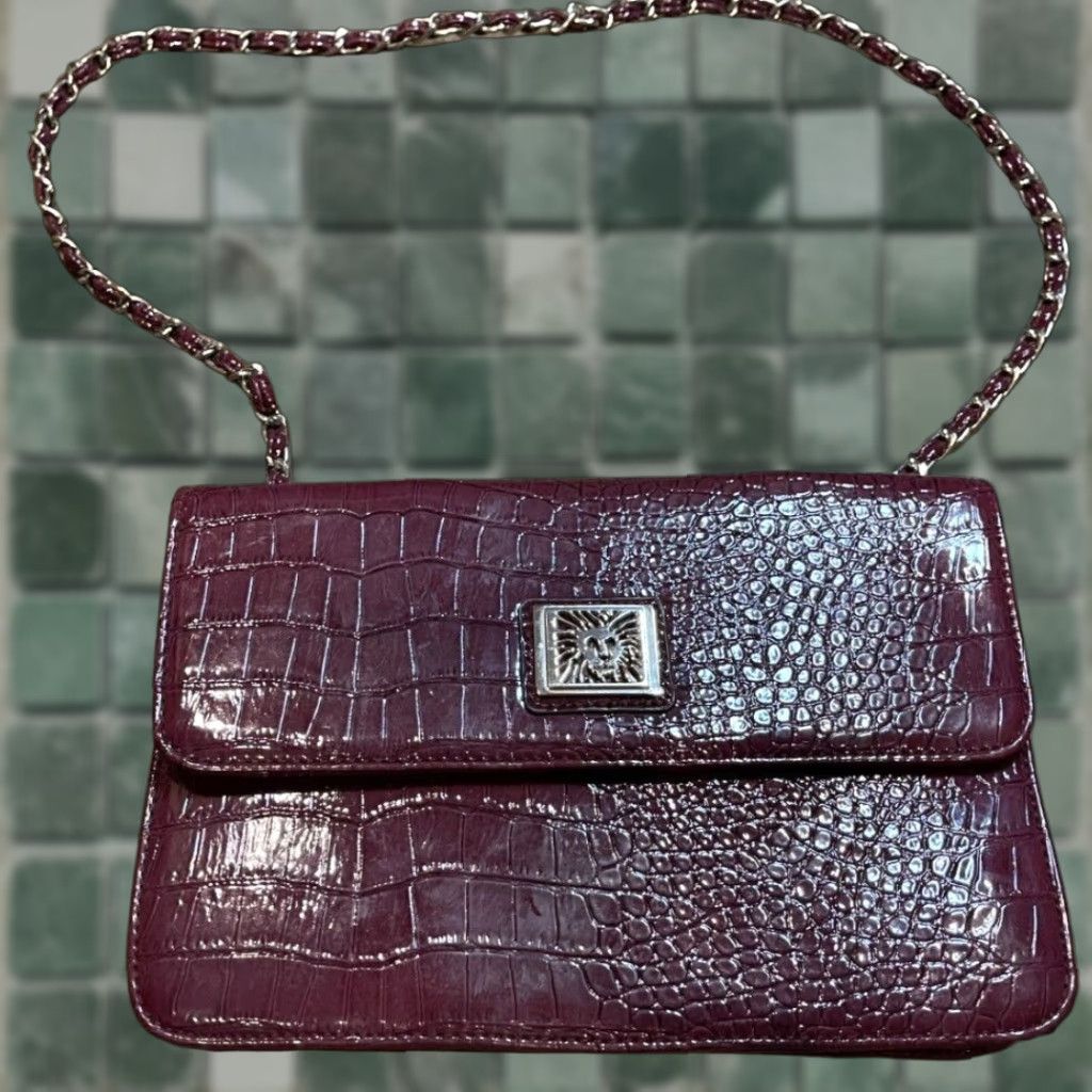 Anne Klein Anne Klein Purse Purple Satchel/Top Handle Bag Women Brown Leather Polyurethane Purple Size ONE SIZE - 1 Thumbnail